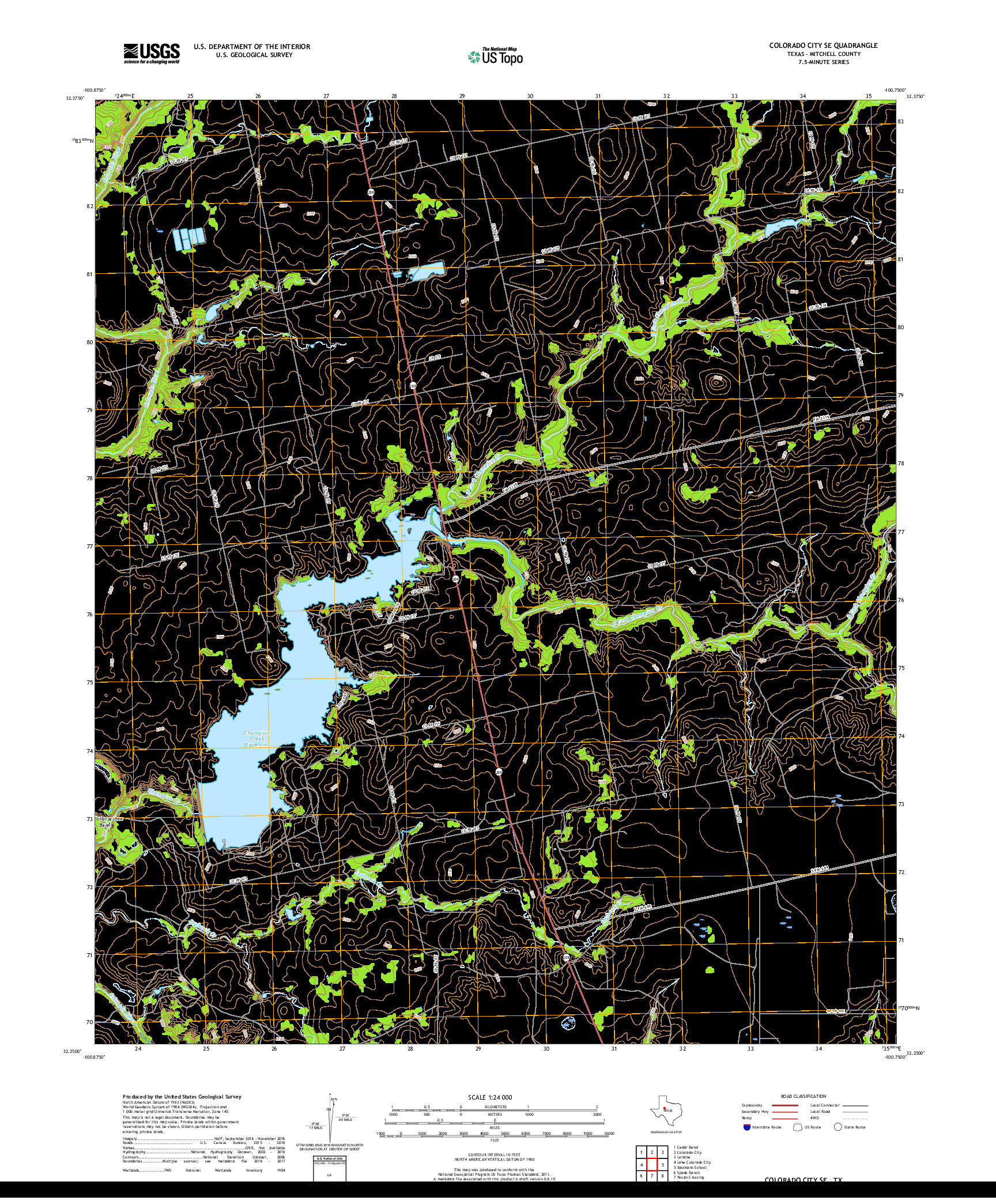USGS US TOPO 7.5-MINUTE MAP FOR COLORADO CITY SE, TX 2019