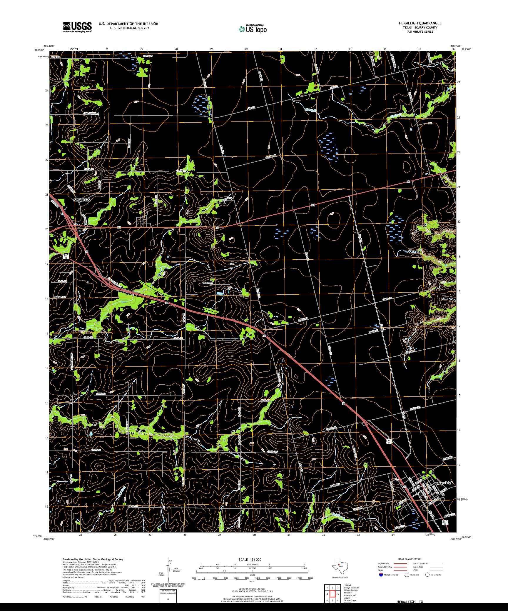 USGS US TOPO 7.5-MINUTE MAP FOR HERMLEIGH, TX 2019