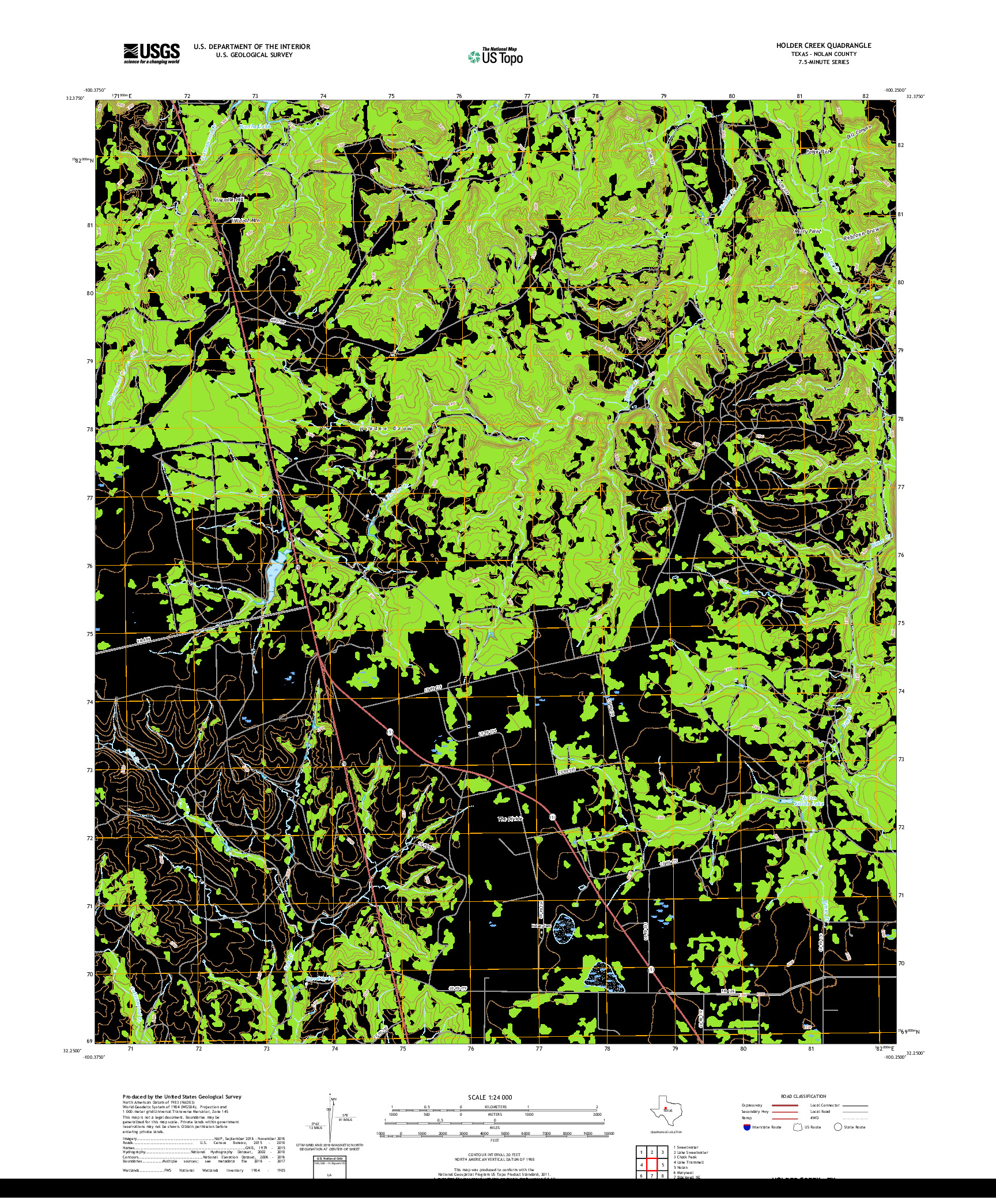 USGS US TOPO 7.5-MINUTE MAP FOR HOLDER CREEK, TX 2019