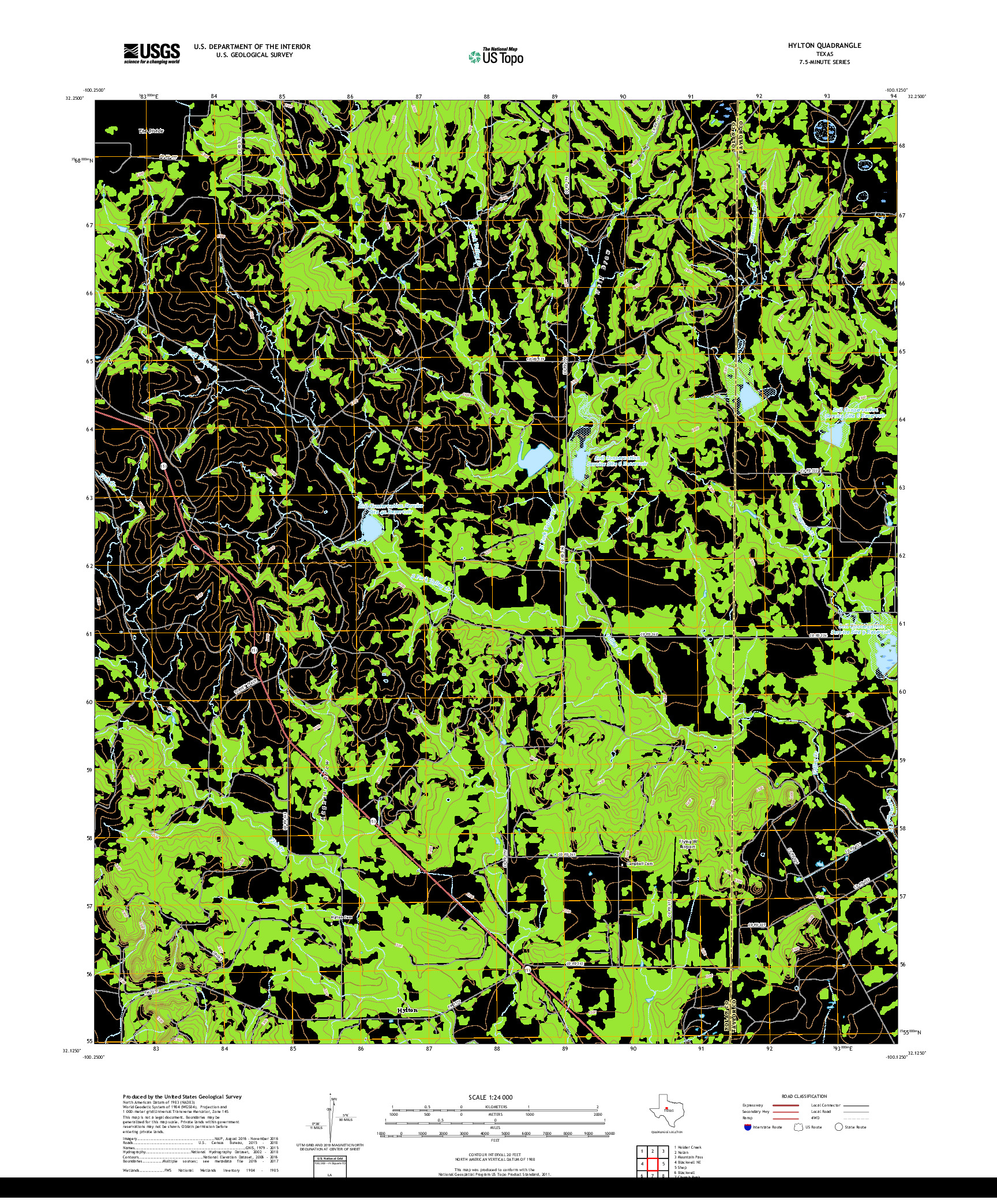 USGS US TOPO 7.5-MINUTE MAP FOR HYLTON, TX 2019