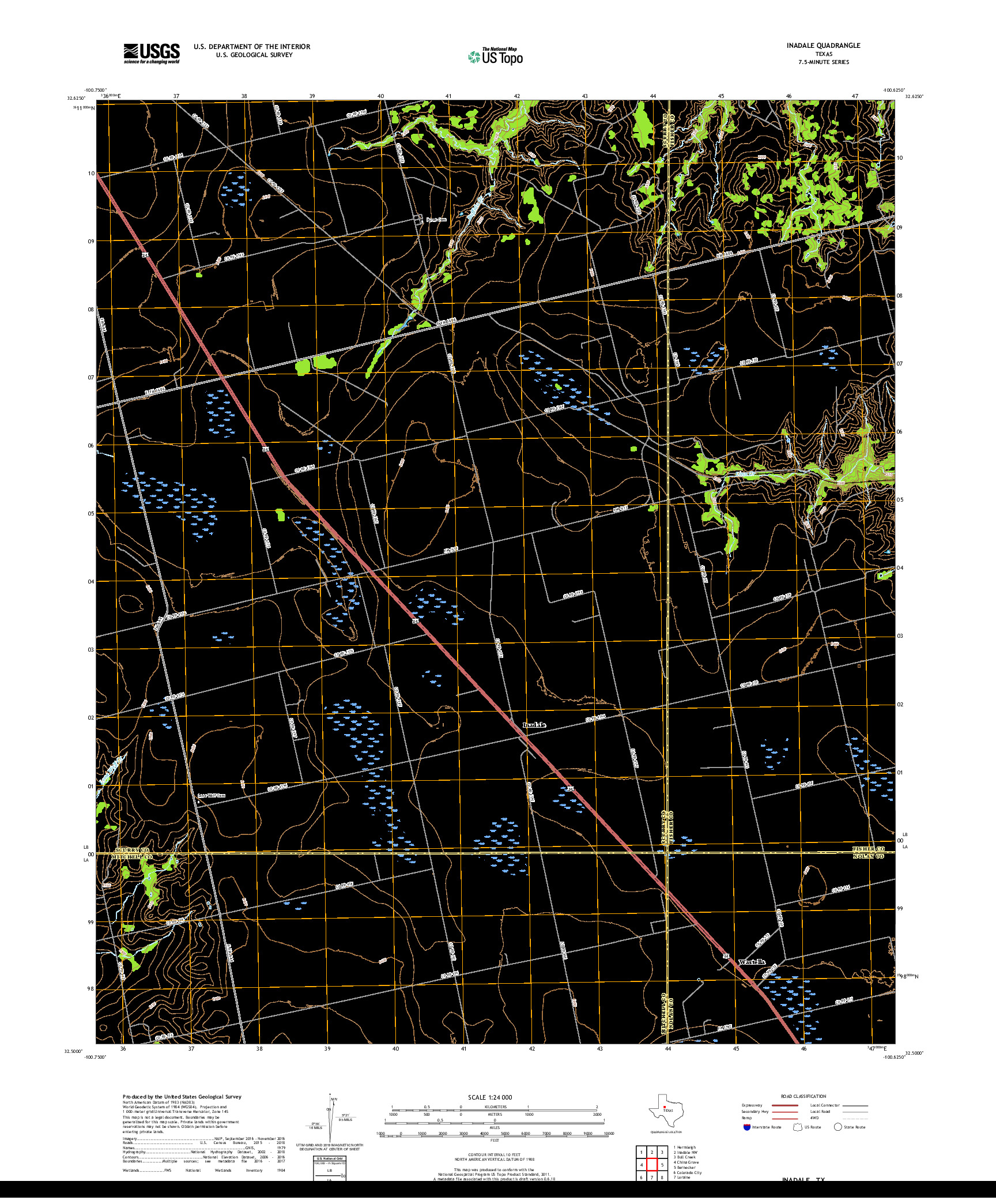 USGS US TOPO 7.5-MINUTE MAP FOR INADALE, TX 2019