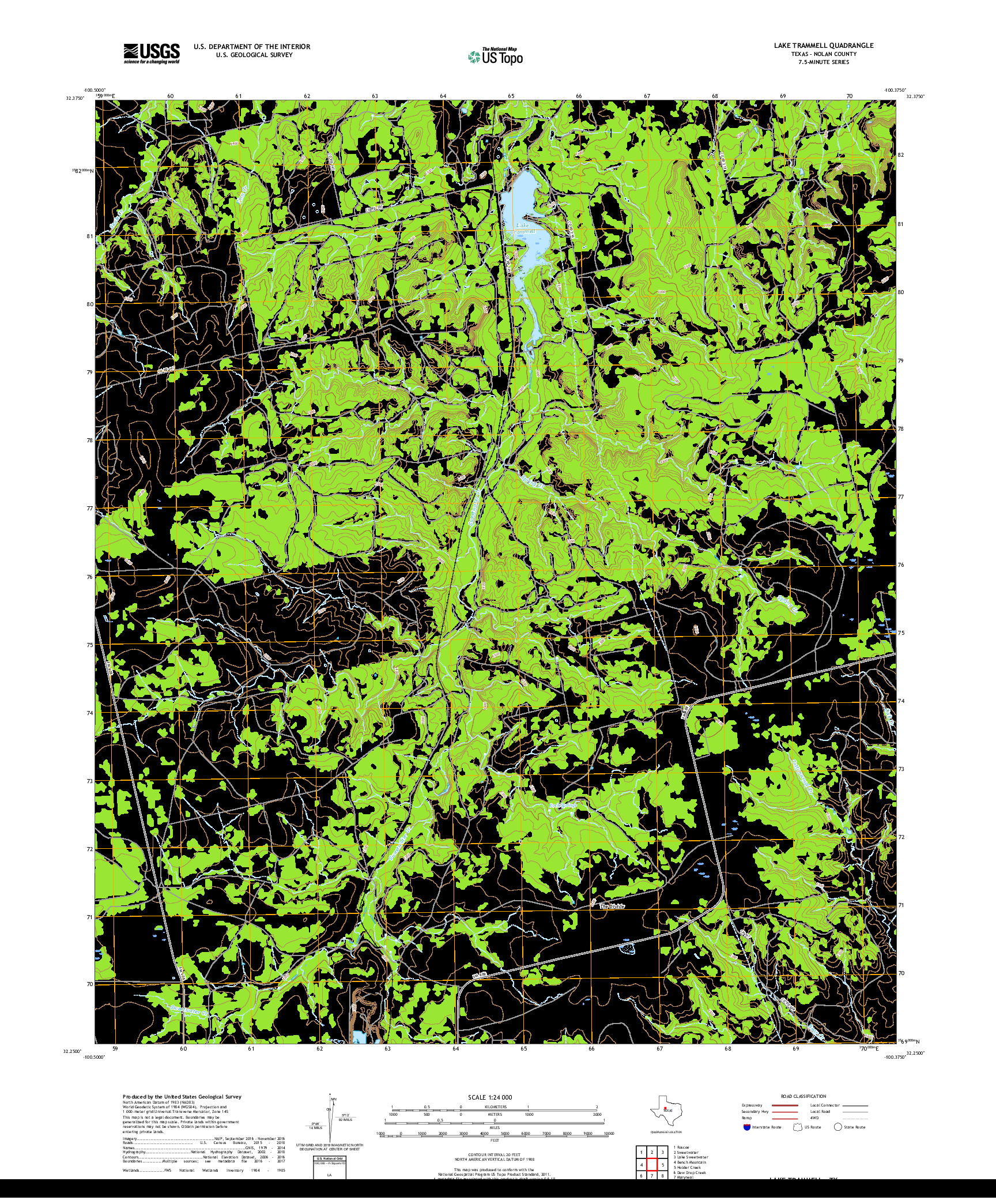 USGS US TOPO 7.5-MINUTE MAP FOR LAKE TRAMMELL, TX 2019