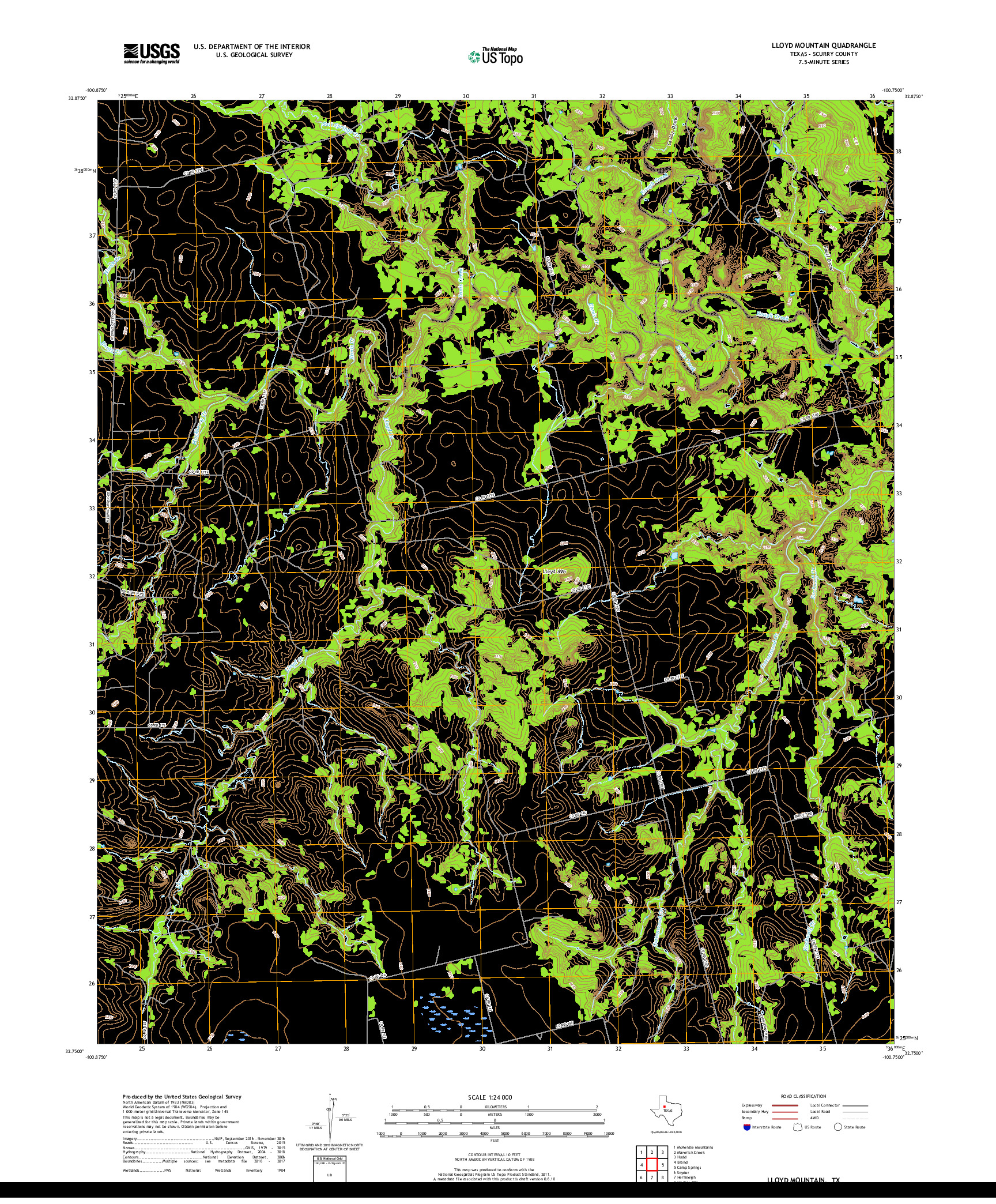 USGS US TOPO 7.5-MINUTE MAP FOR LLOYD MOUNTAIN, TX 2019