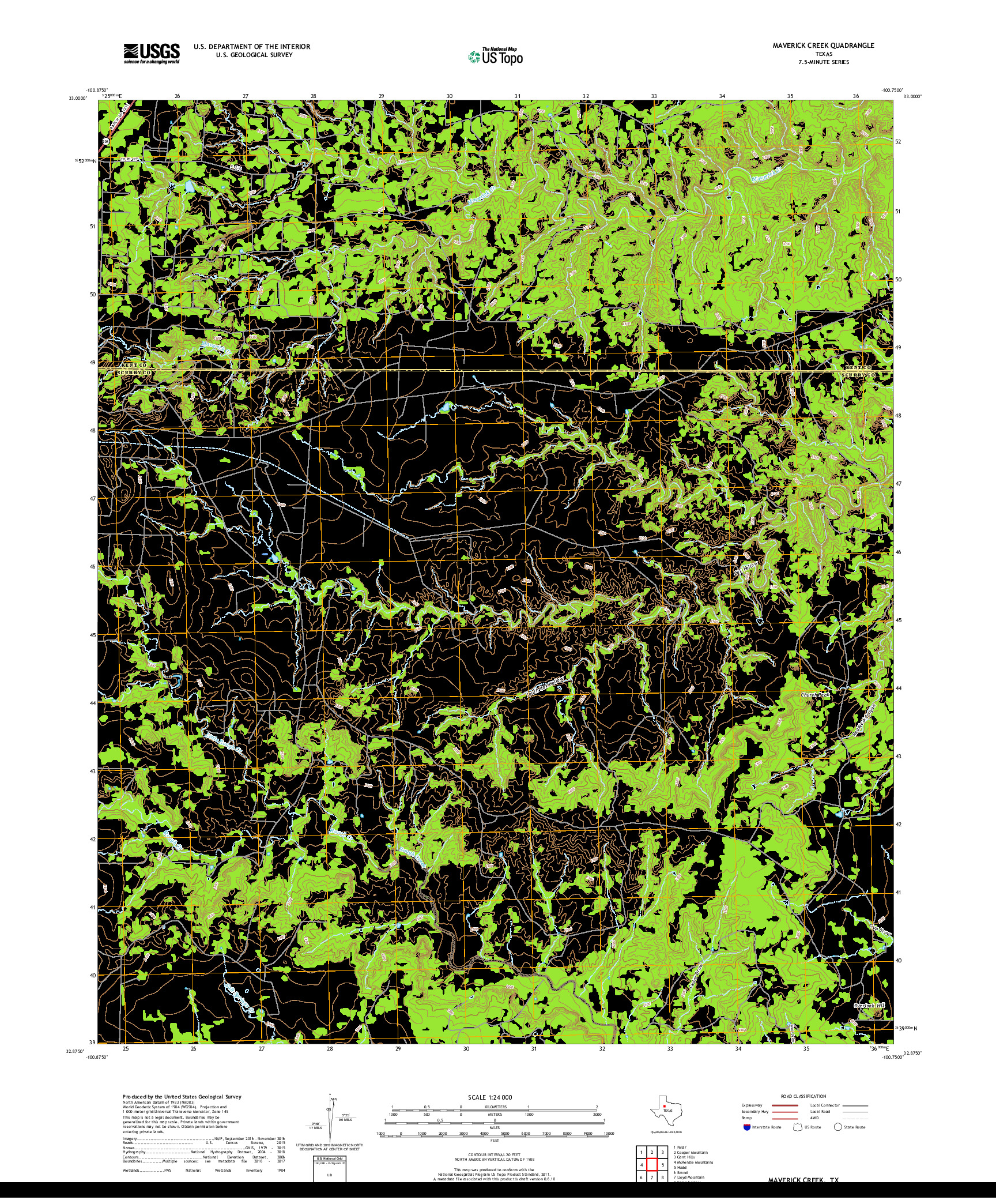 USGS US TOPO 7.5-MINUTE MAP FOR MAVERICK CREEK, TX 2019