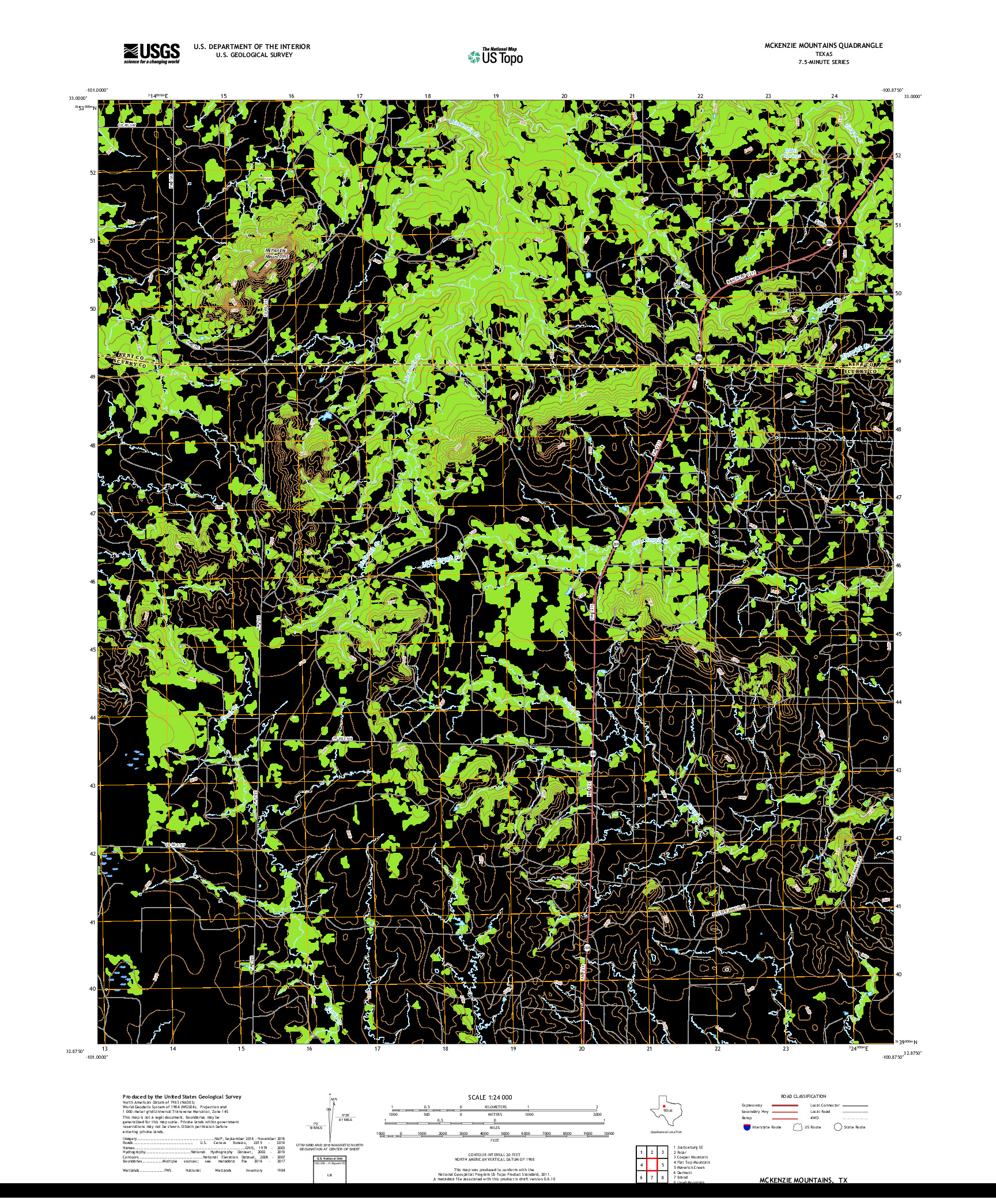 USGS US TOPO 7.5-MINUTE MAP FOR MCKENZIE MOUNTAINS, TX 2019