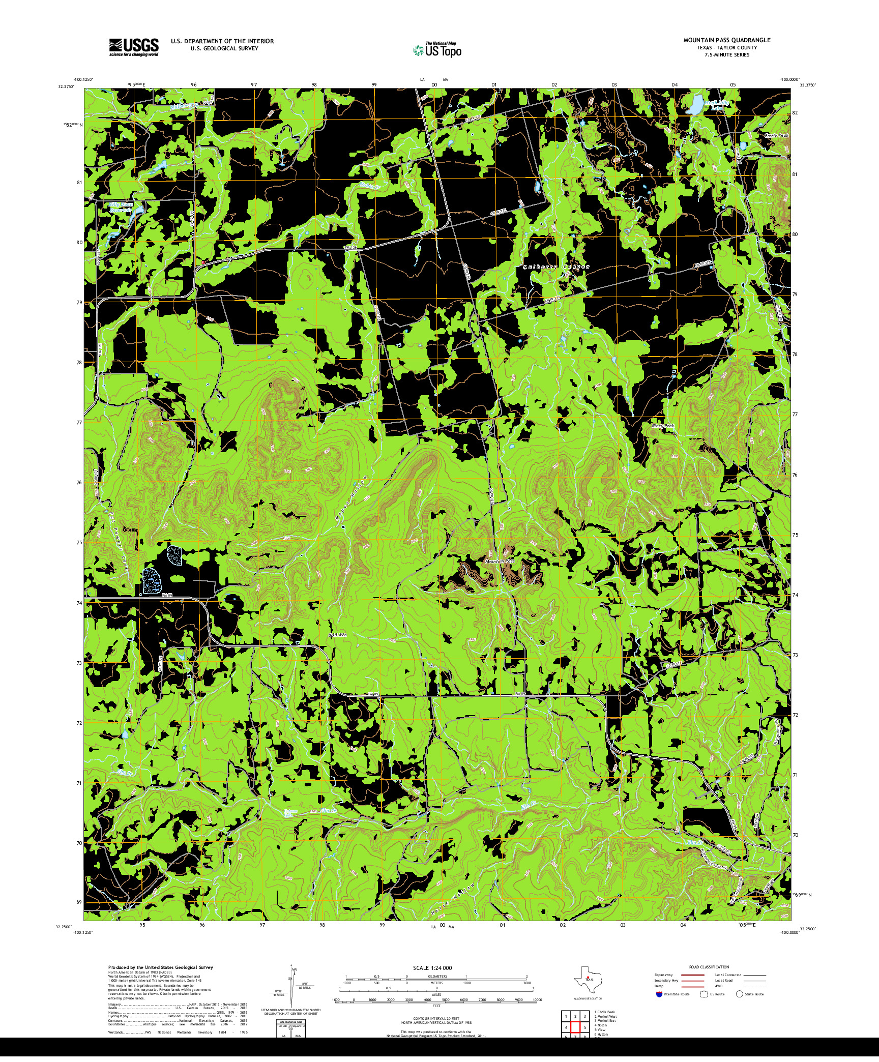 USGS US TOPO 7.5-MINUTE MAP FOR MOUNTAIN PASS, TX 2019