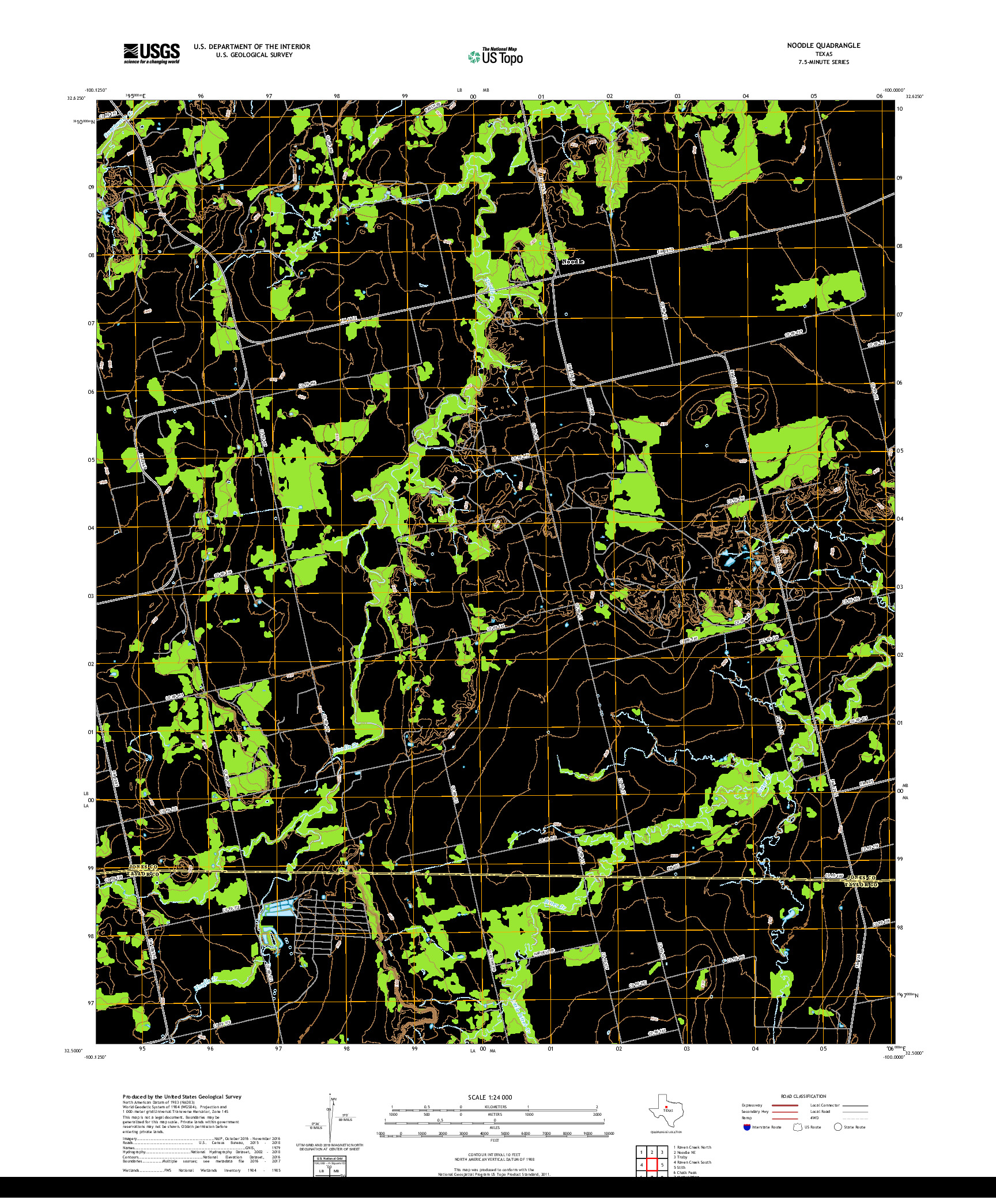 USGS US TOPO 7.5-MINUTE MAP FOR NOODLE, TX 2019