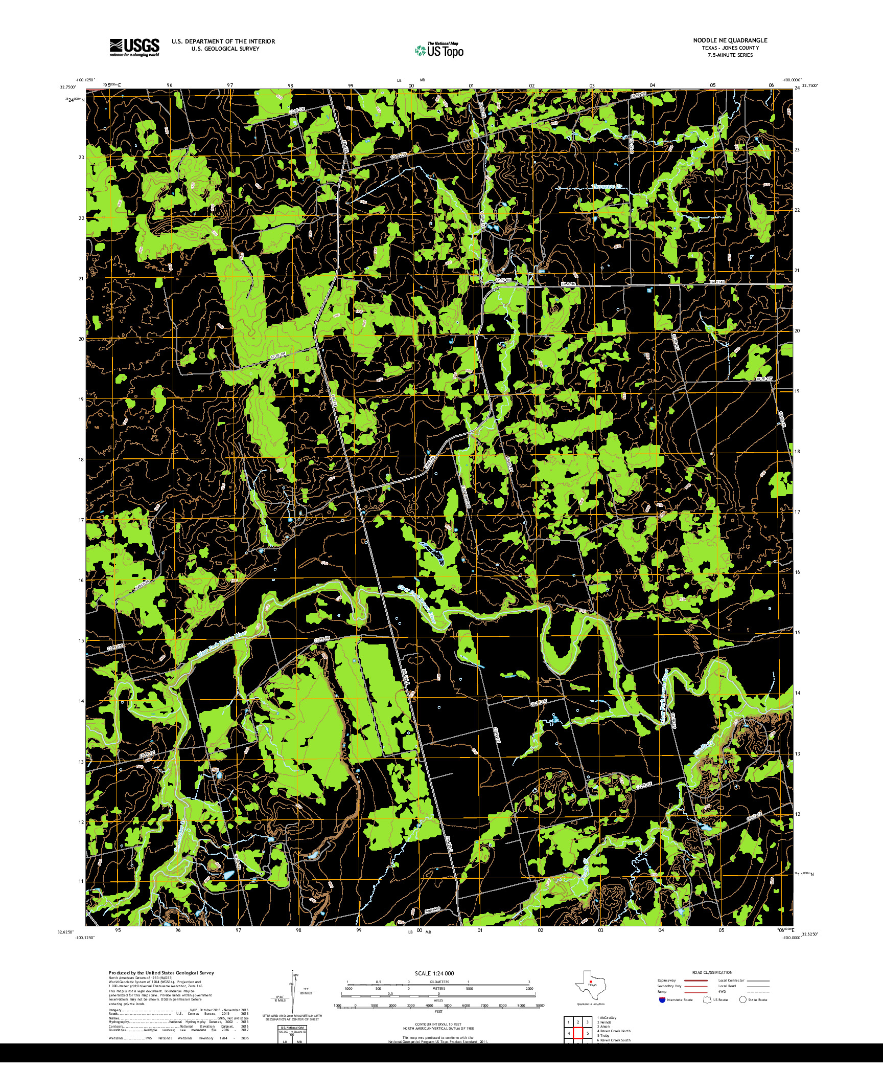 USGS US TOPO 7.5-MINUTE MAP FOR NOODLE NE, TX 2019