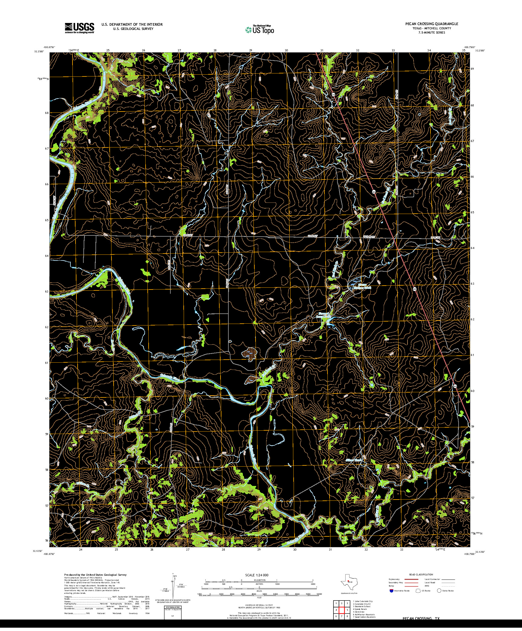 USGS US TOPO 7.5-MINUTE MAP FOR PECAN CROSSING, TX 2019