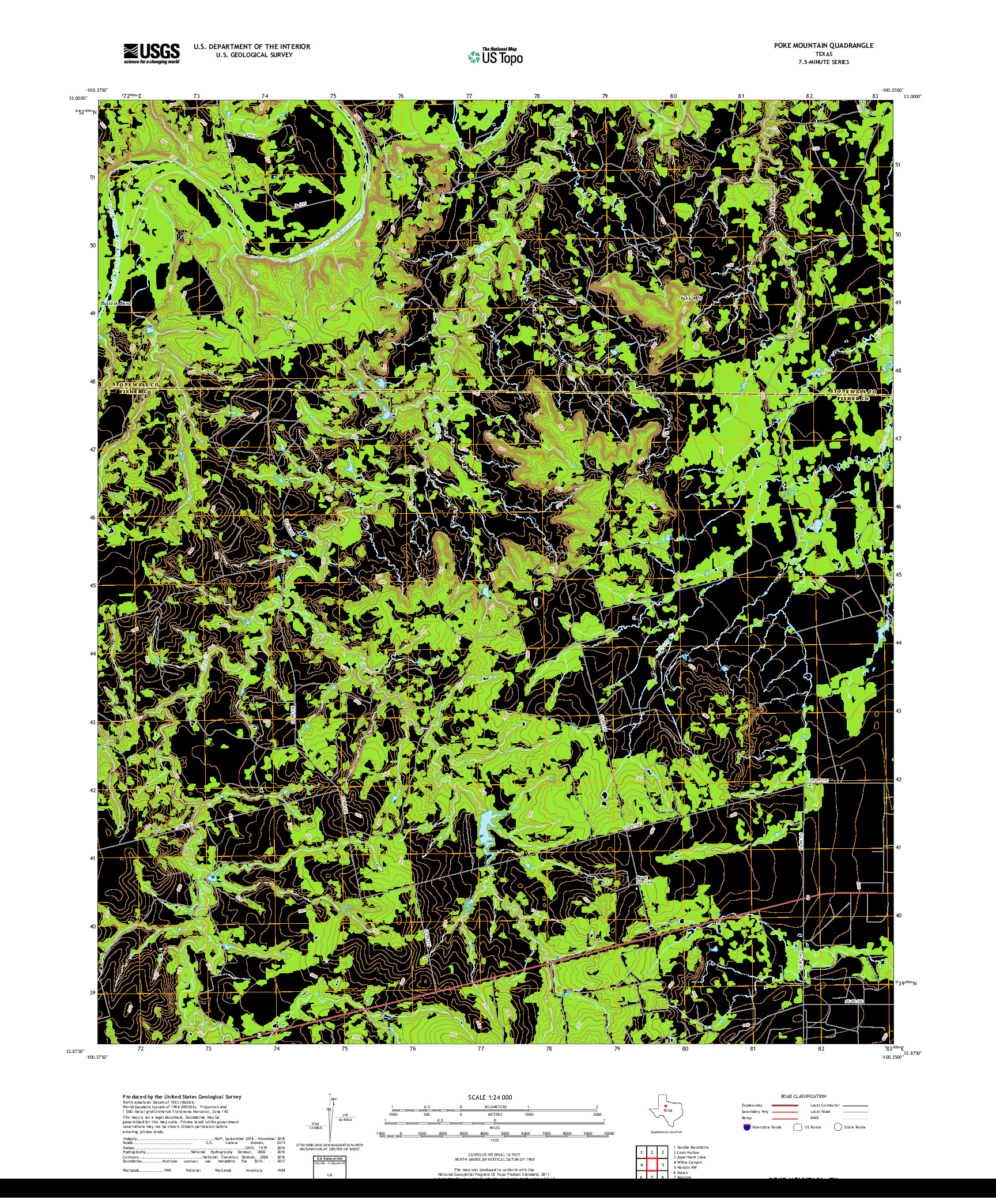 USGS US TOPO 7.5-MINUTE MAP FOR POKE MOUNTAIN, TX 2019