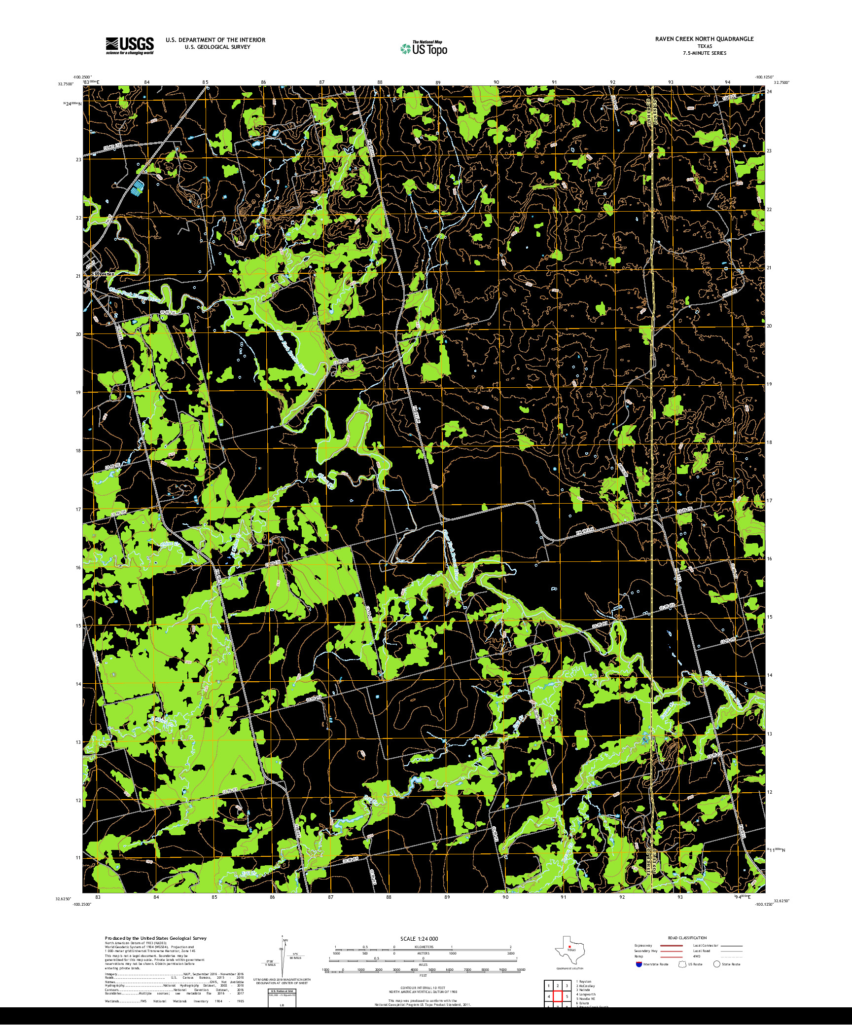 USGS US TOPO 7.5-MINUTE MAP FOR RAVEN CREEK NORTH, TX 2019