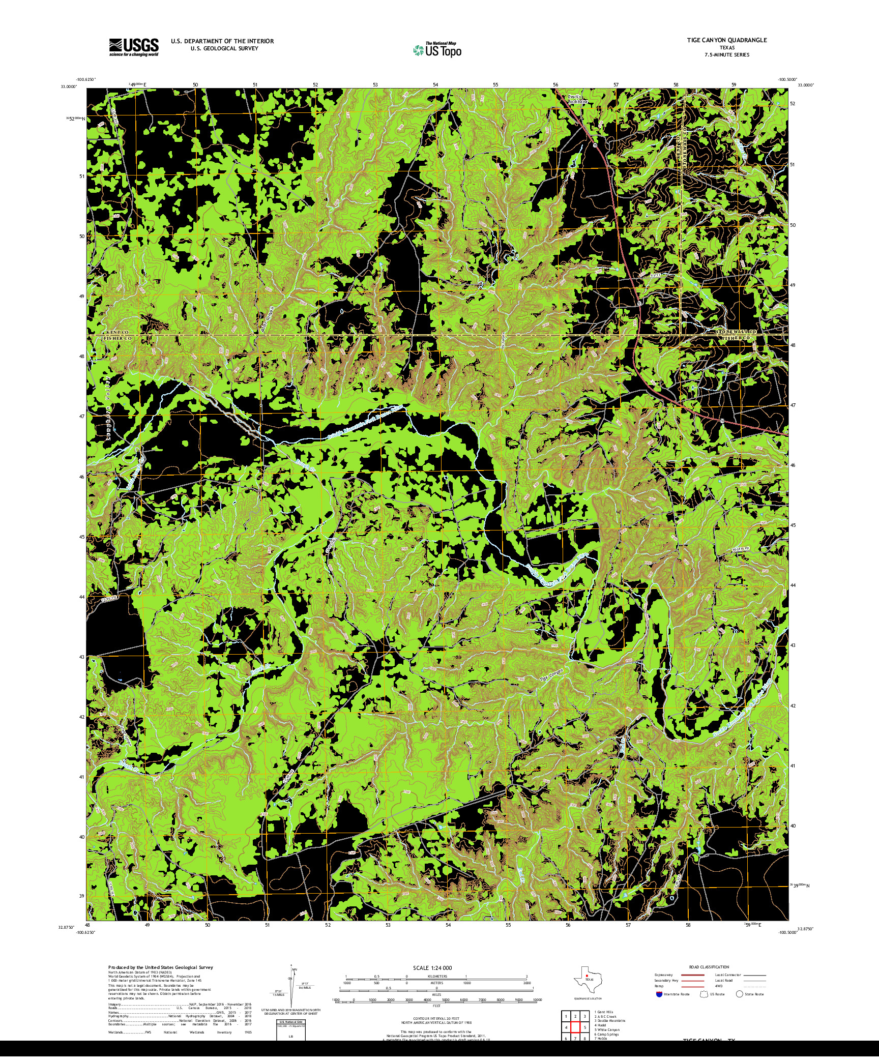 USGS US TOPO 7.5-MINUTE MAP FOR TIGE CANYON, TX 2019