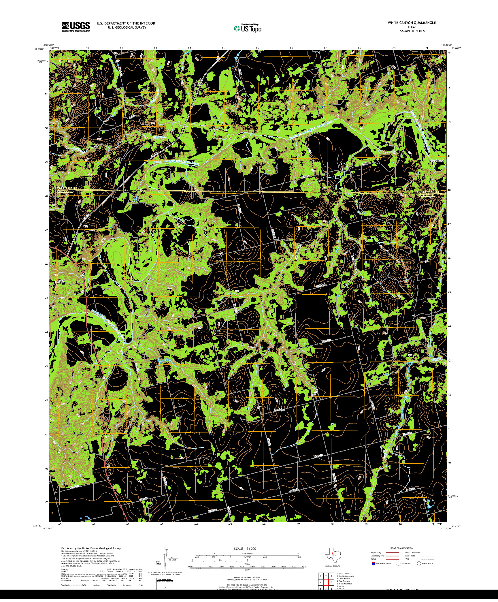 USGS US TOPO 7.5-MINUTE MAP FOR WHITE CANYON, TX 2019