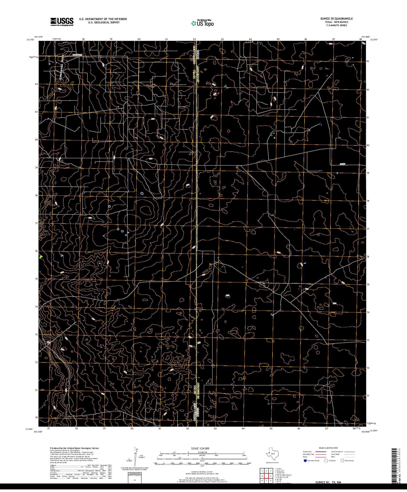 USGS US TOPO 7.5-MINUTE MAP FOR EUNICE SE, TX,NM 2019