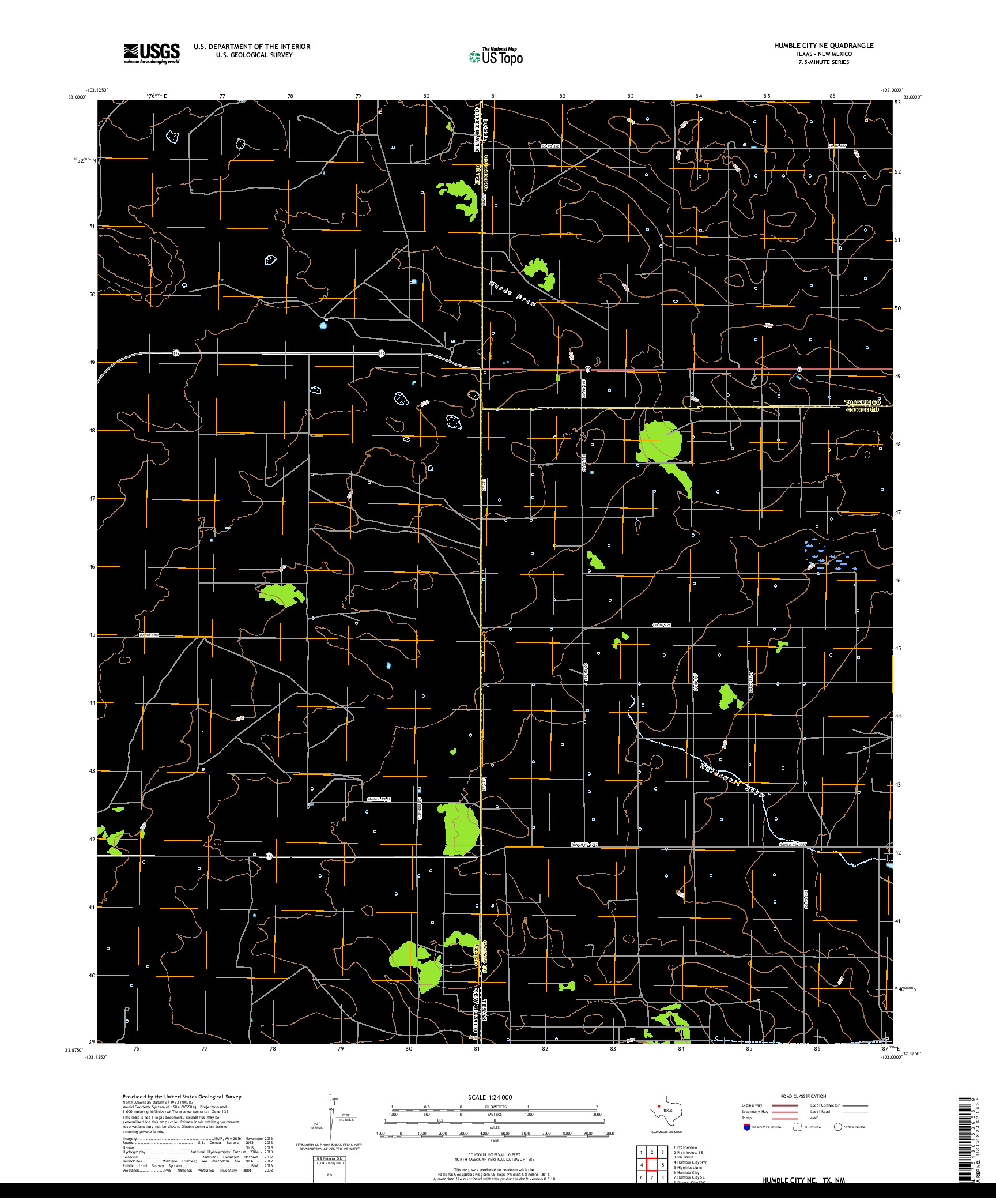 USGS US TOPO 7.5-MINUTE MAP FOR HUMBLE CITY NE, TX,NM 2019