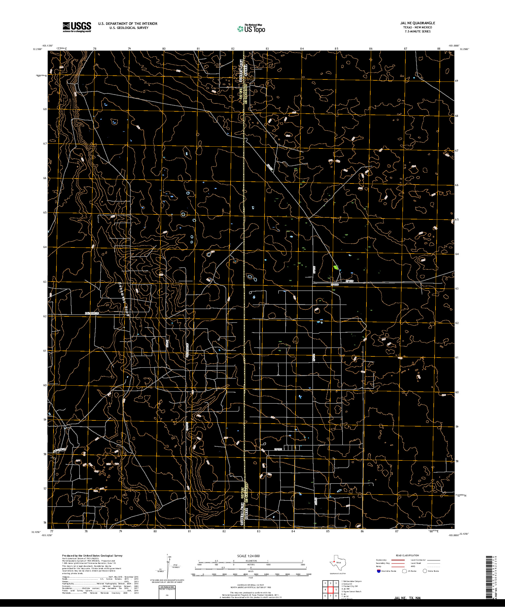 USGS US TOPO 7.5-MINUTE MAP FOR JAL NE, TX,NM 2019