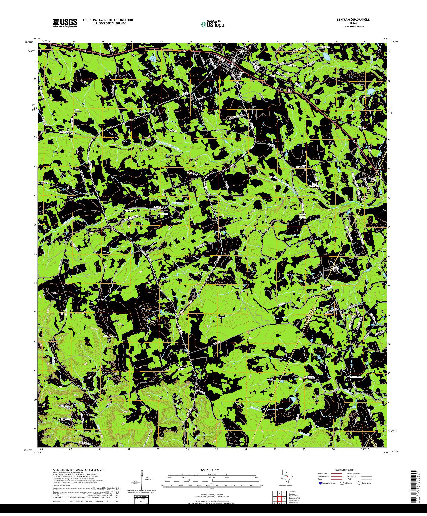 USGS US TOPO 7.5-MINUTE MAP FOR BERTRAM, TX 2019