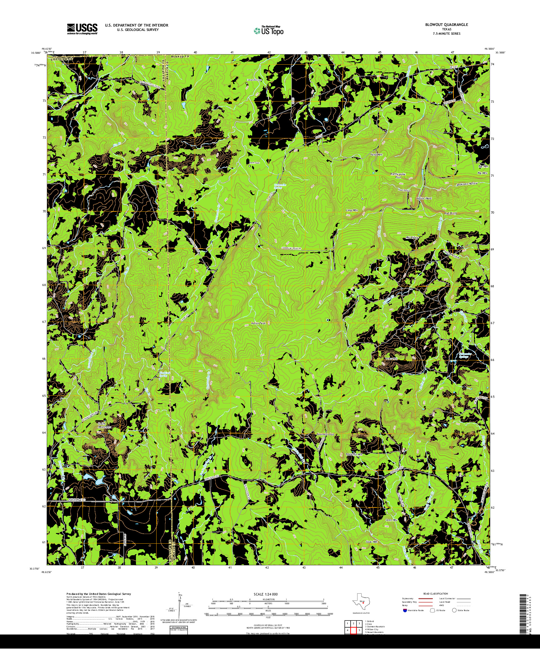 USGS US TOPO 7.5-MINUTE MAP FOR BLOWOUT, TX 2019