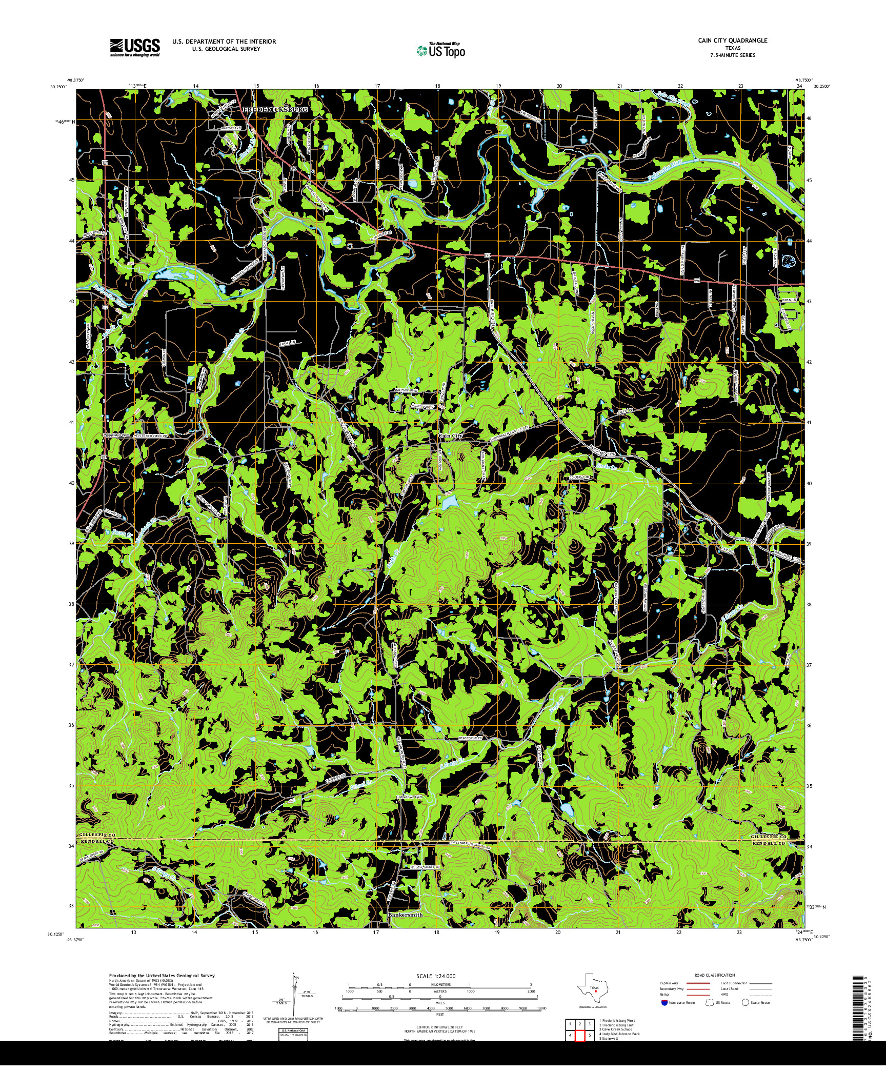 USGS US TOPO 7.5-MINUTE MAP FOR CAIN CITY, TX 2019