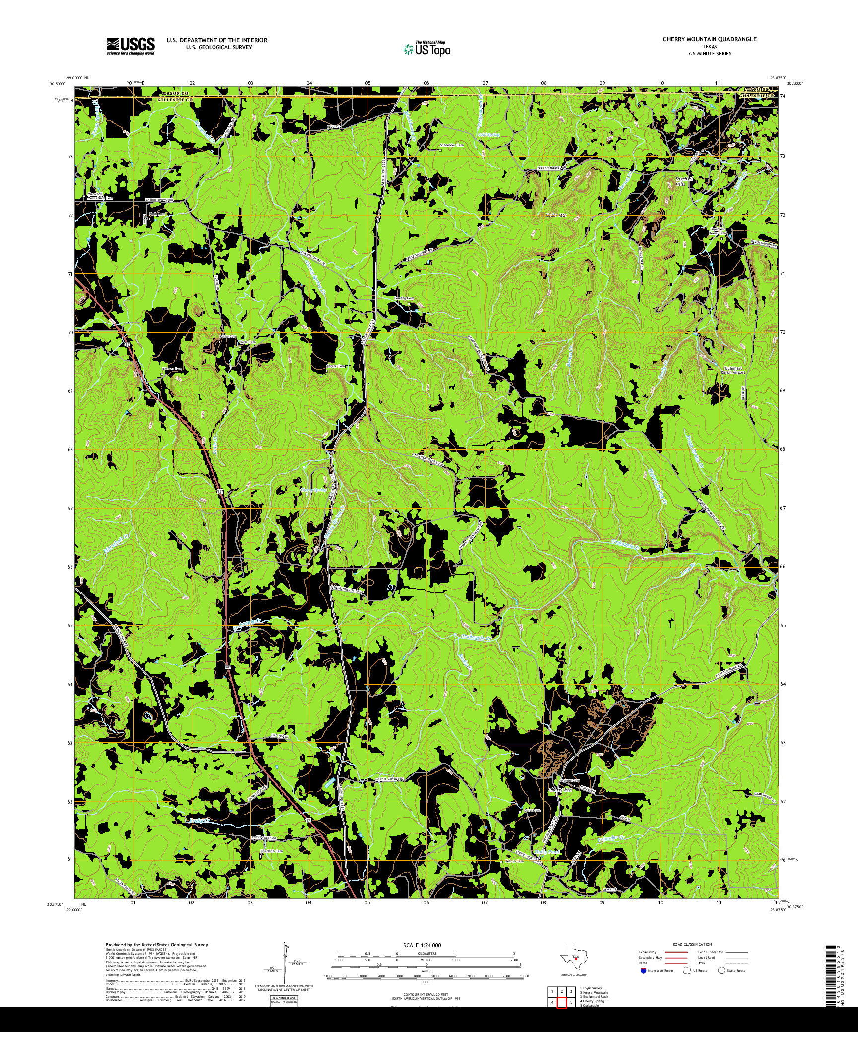 USGS US TOPO 7.5-MINUTE MAP FOR CHERRY MOUNTAIN, TX 2019