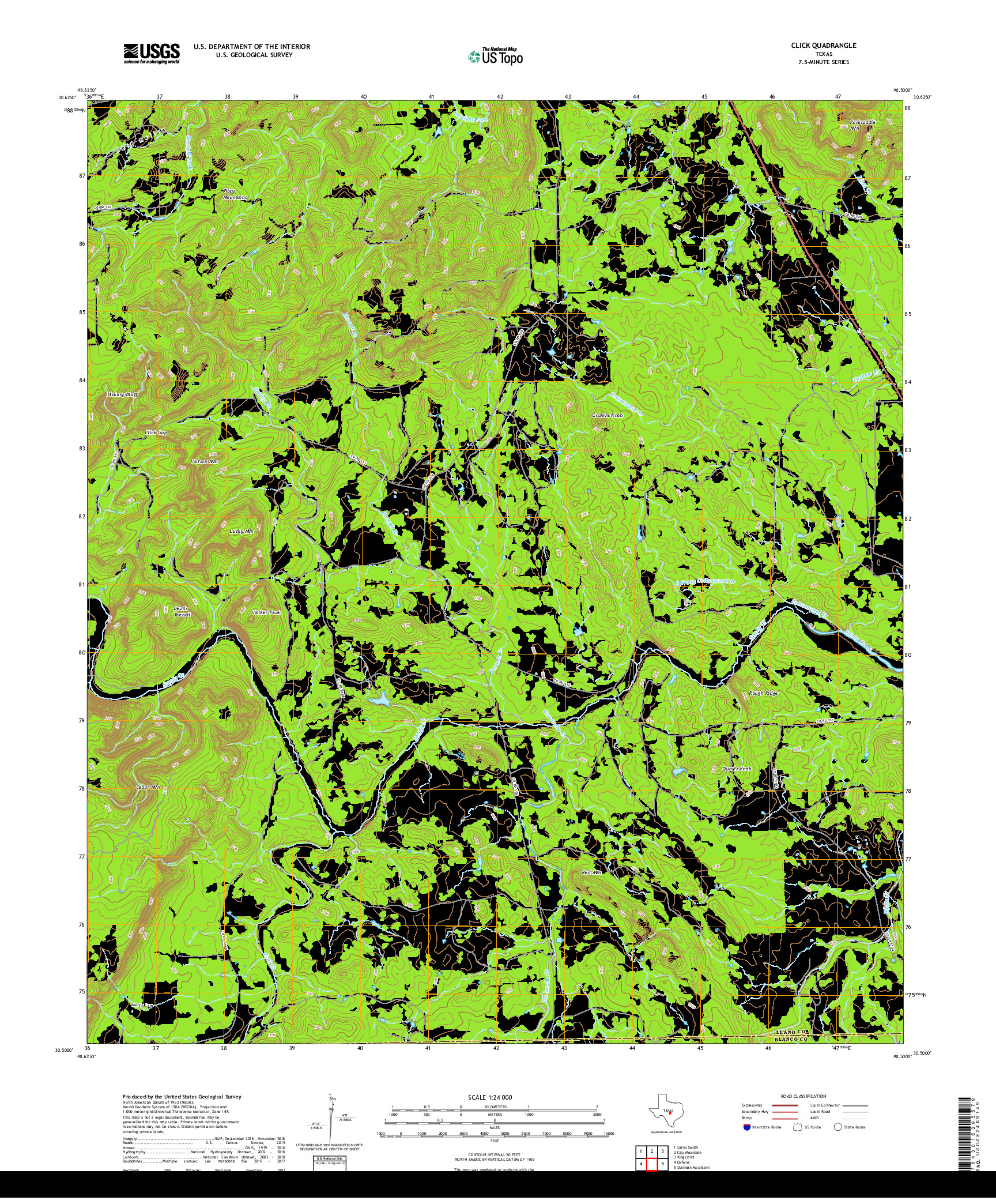 USGS US TOPO 7.5-MINUTE MAP FOR CLICK, TX 2019