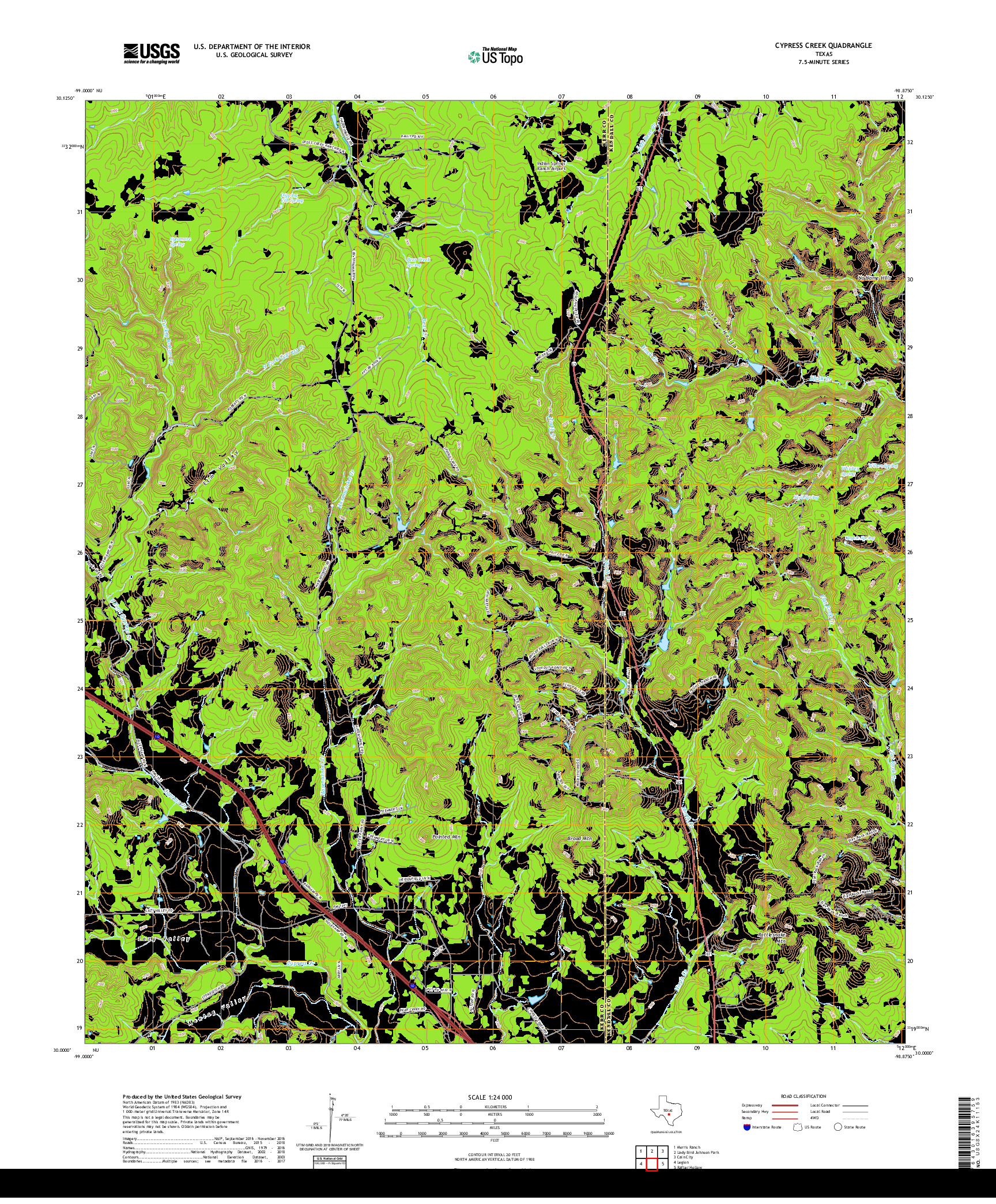 USGS US TOPO 7.5-MINUTE MAP FOR CYPRESS CREEK, TX 2019