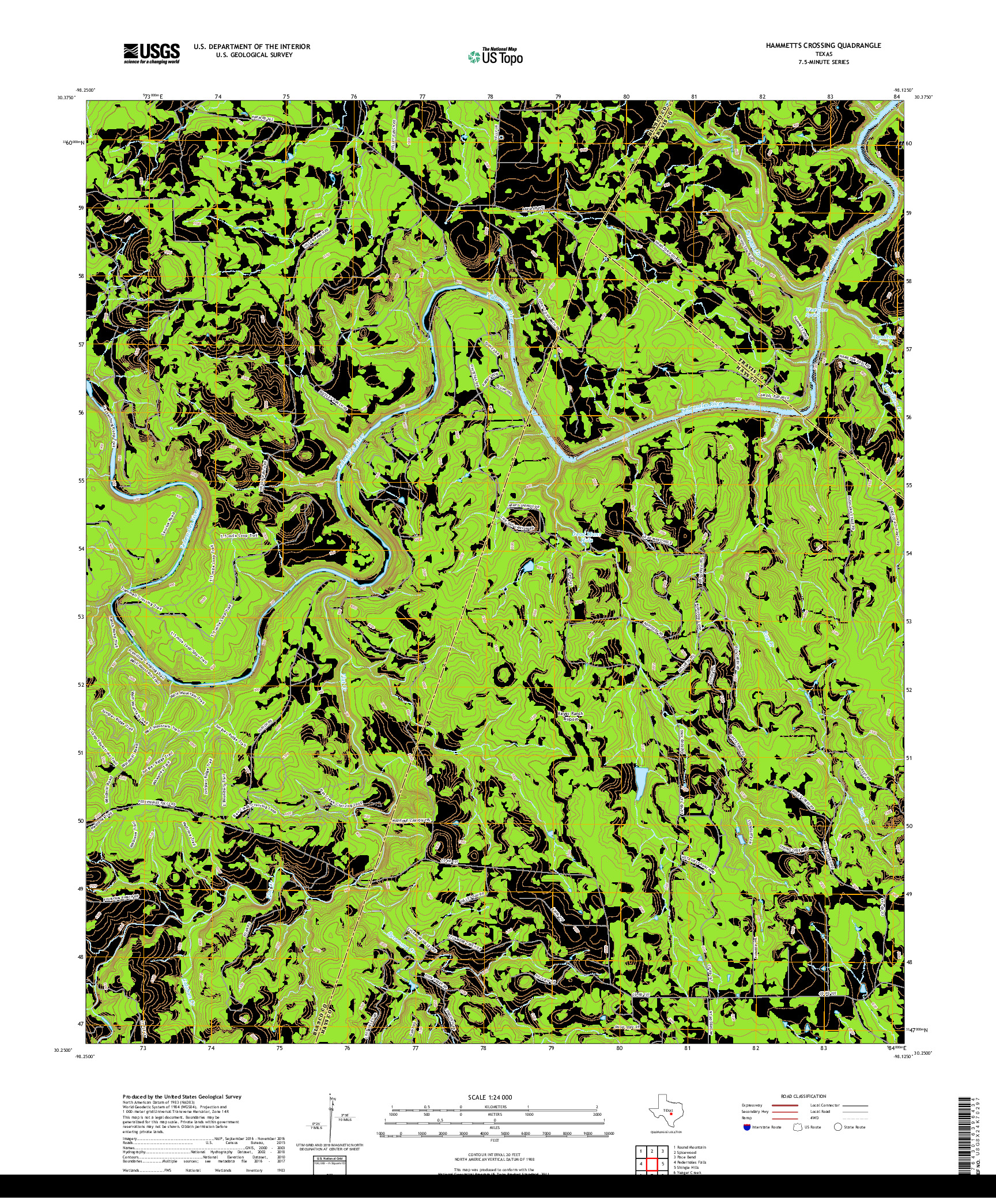 USGS US TOPO 7.5-MINUTE MAP FOR HAMMETTS CROSSING, TX 2019