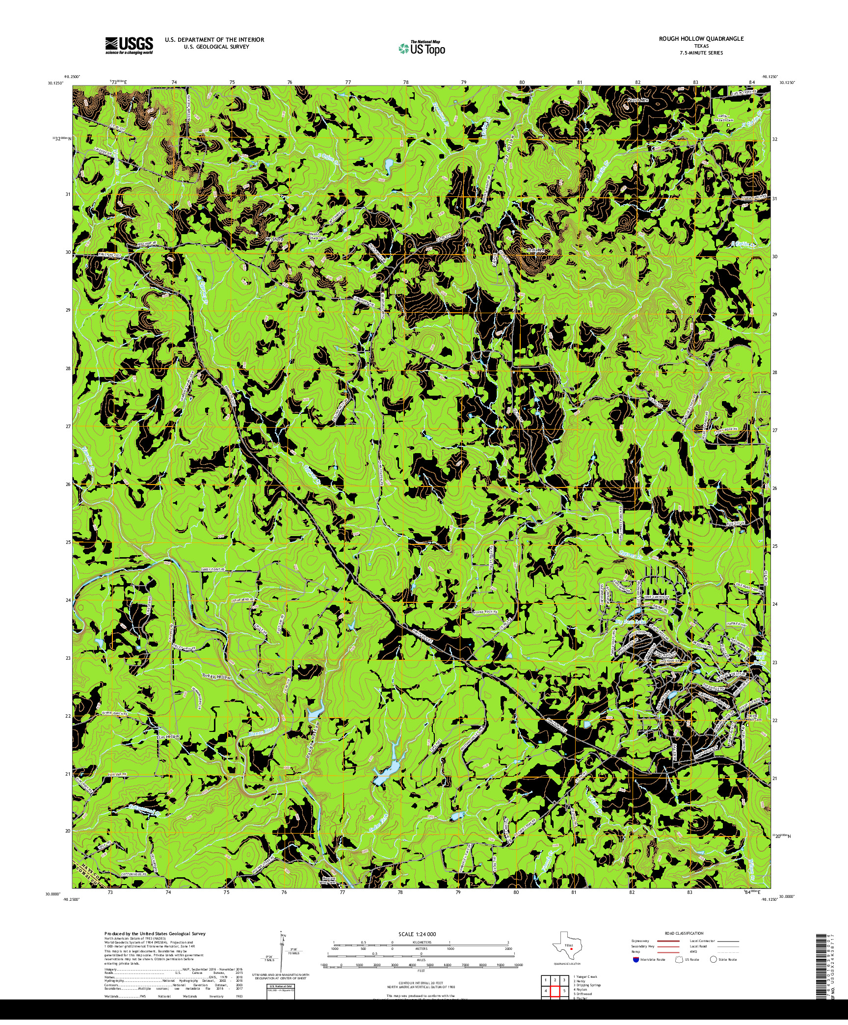 USGS US TOPO 7.5-MINUTE MAP FOR ROUGH HOLLOW, TX 2019