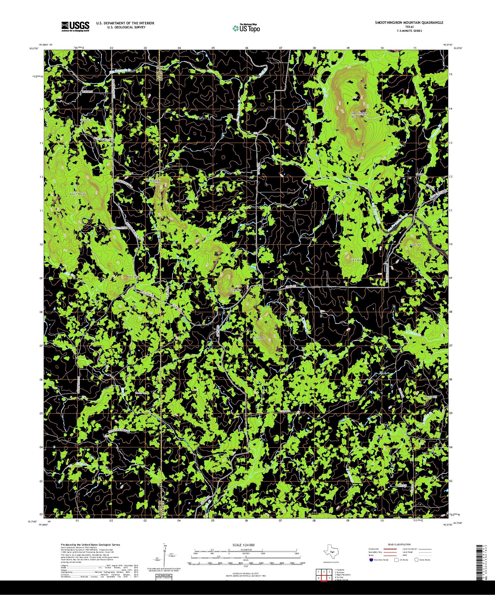 USGS US TOPO 7.5-MINUTE MAP FOR SMOOTHINGIRON MOUNTAIN, TX 2019