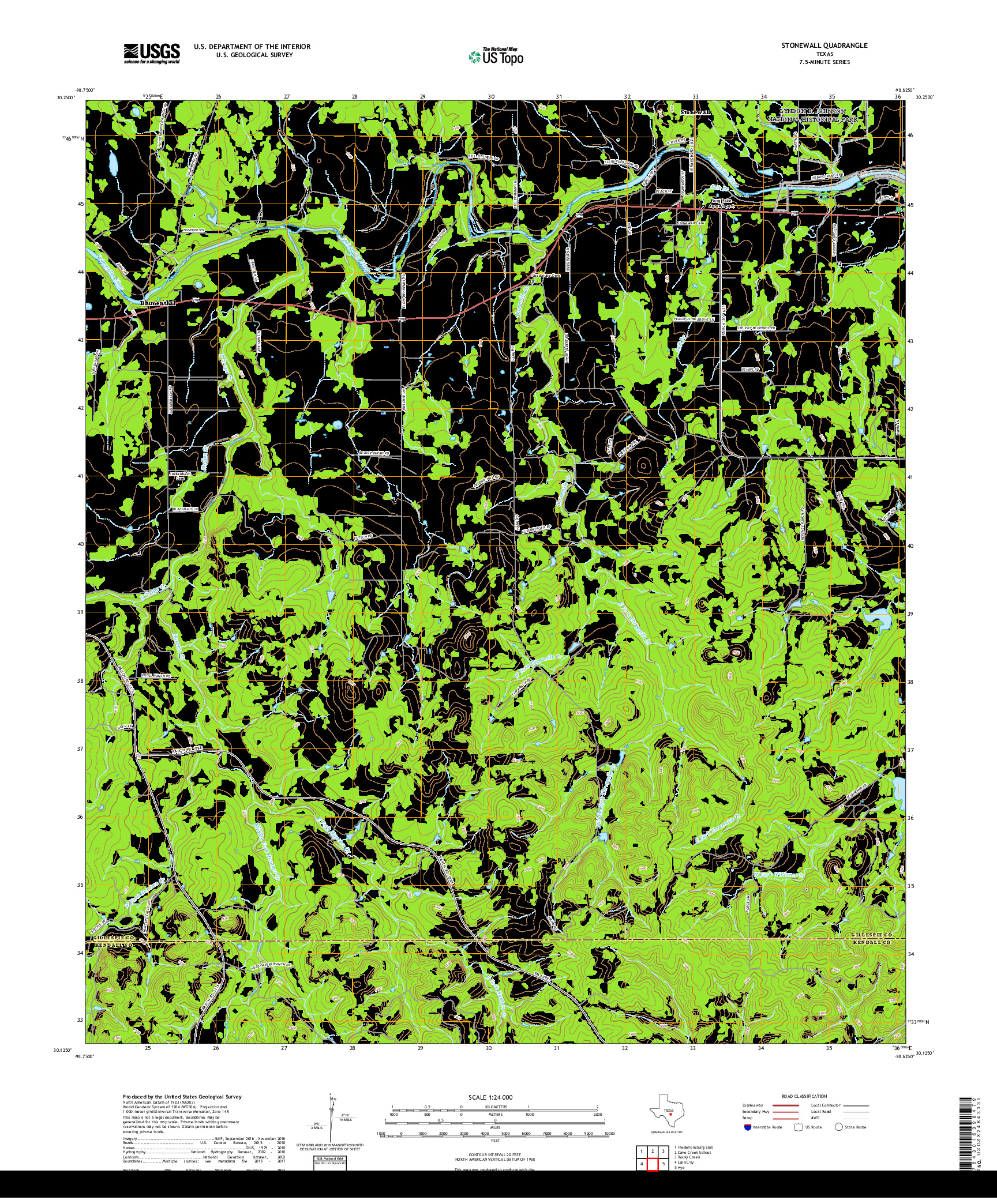 USGS US TOPO 7.5-MINUTE MAP FOR STONEWALL, TX 2019