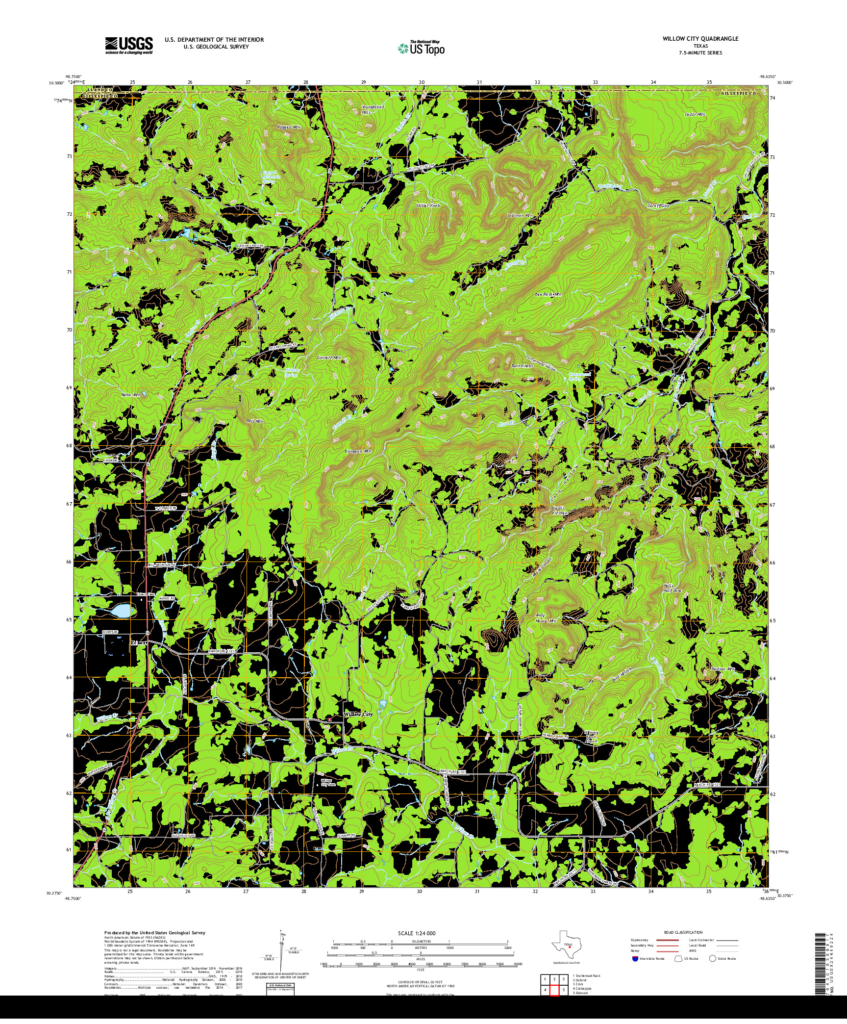 USGS US TOPO 7.5-MINUTE MAP FOR WILLOW CITY, TX 2019