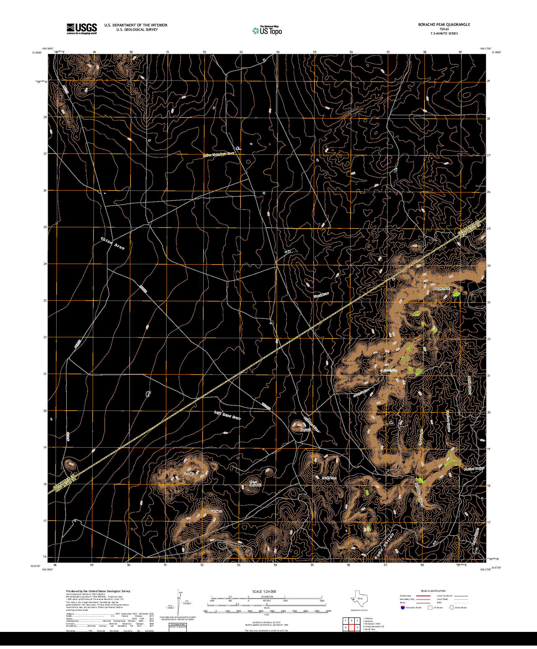 USGS US TOPO 7.5-MINUTE MAP FOR BORACHO PEAK, TX 2019