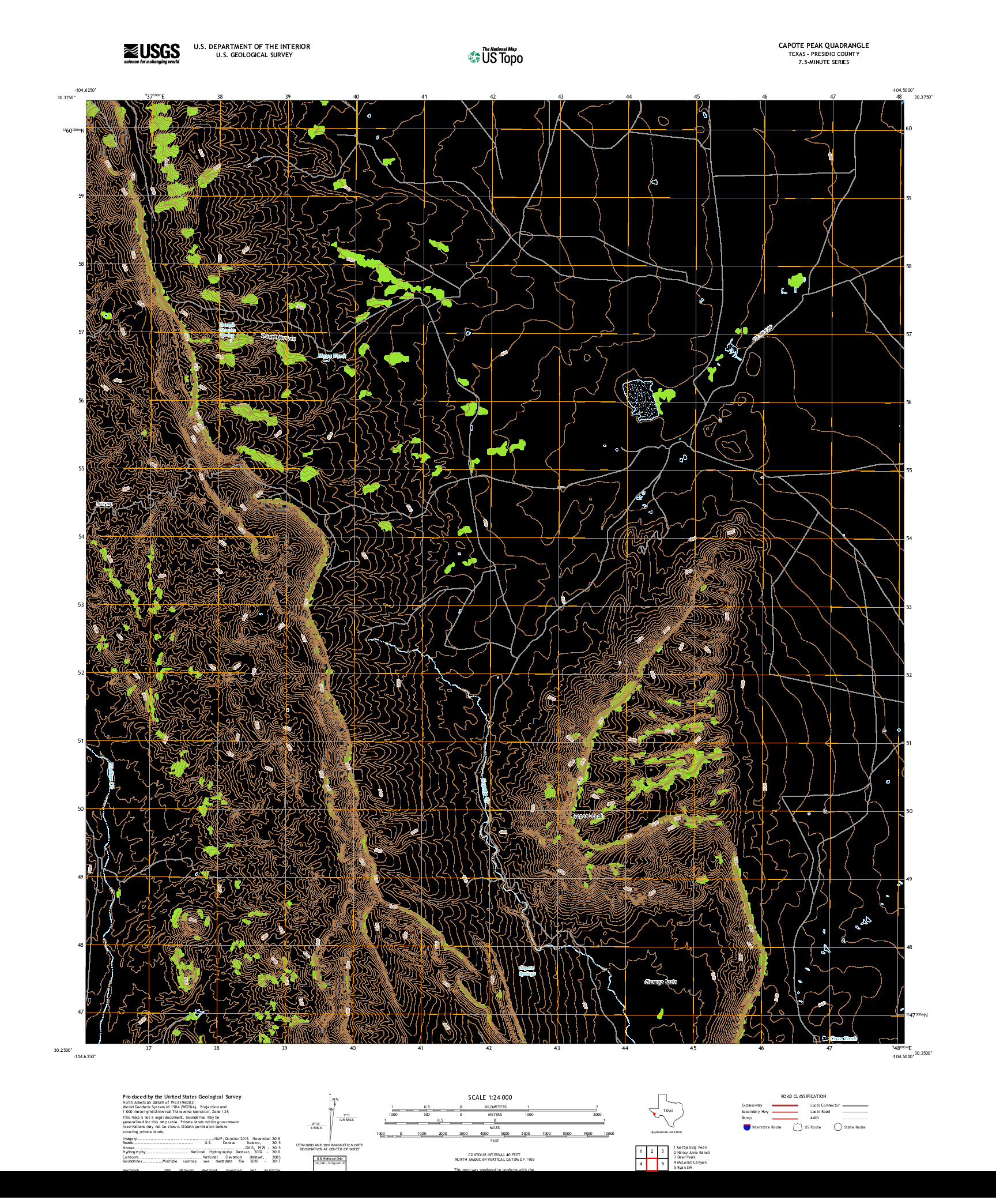 USGS US TOPO 7.5-MINUTE MAP FOR CAPOTE PEAK, TX 2019