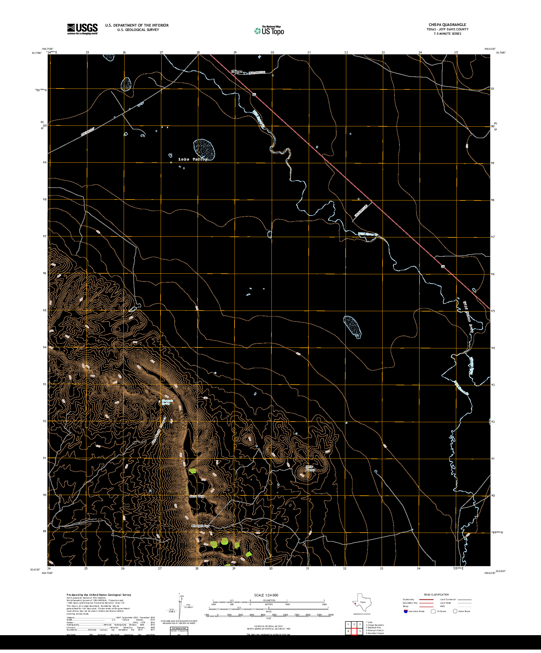USGS US TOPO 7.5-MINUTE MAP FOR CHISPA, TX 2019