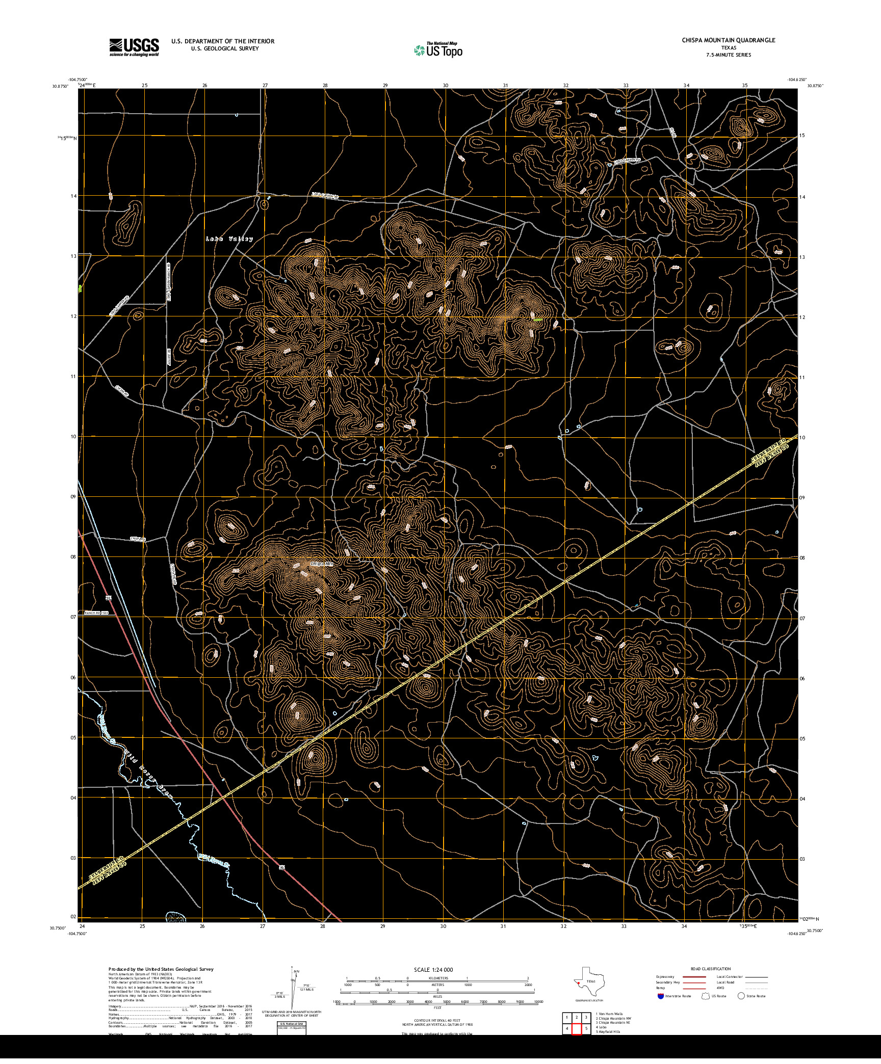 USGS US TOPO 7.5-MINUTE MAP FOR CHISPA MOUNTAIN, TX 2019