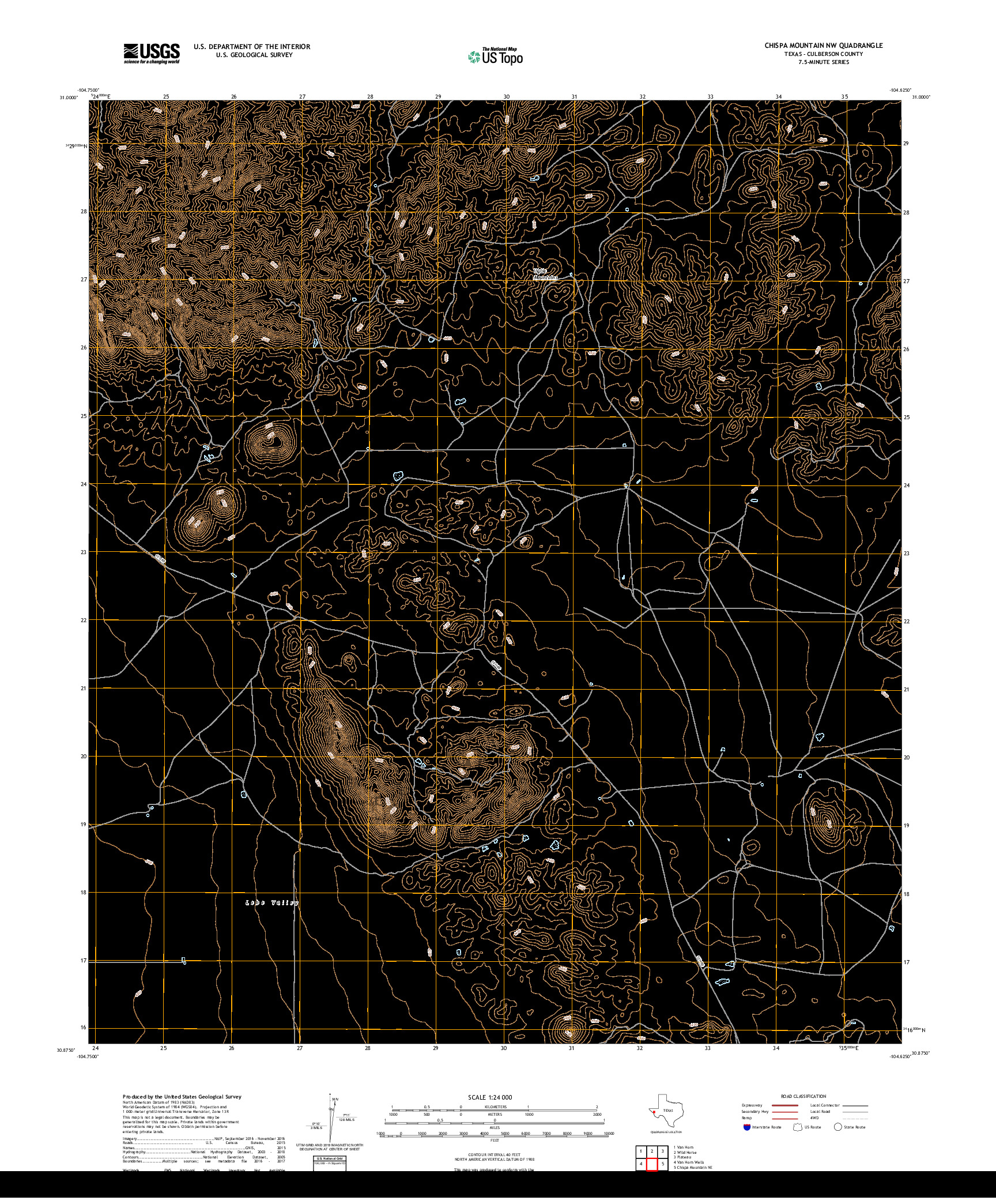 USGS US TOPO 7.5-MINUTE MAP FOR CHISPA MOUNTAIN NW, TX 2019