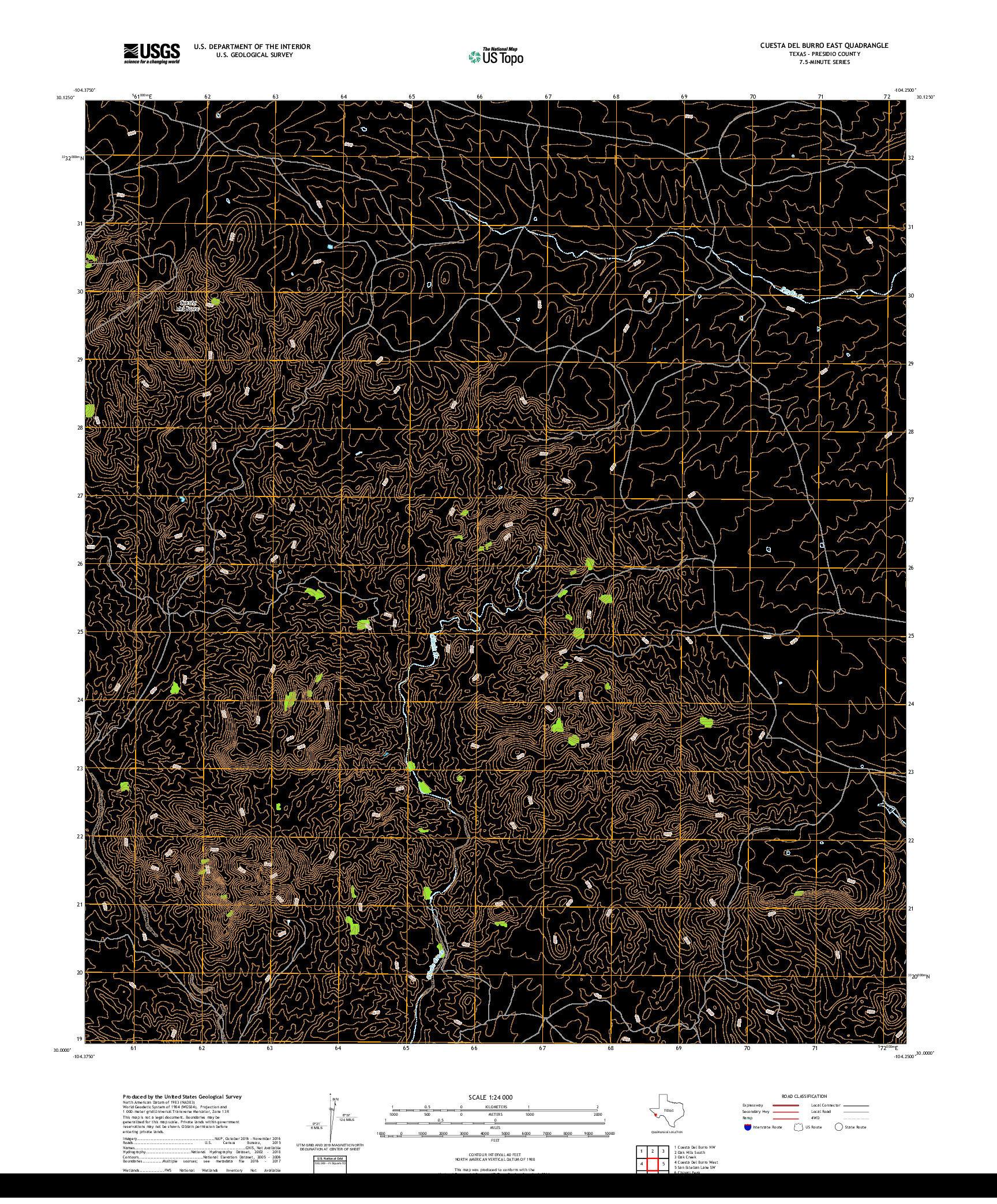 USGS US TOPO 7.5-MINUTE MAP FOR CUESTA DEL BURRO EAST, TX 2019