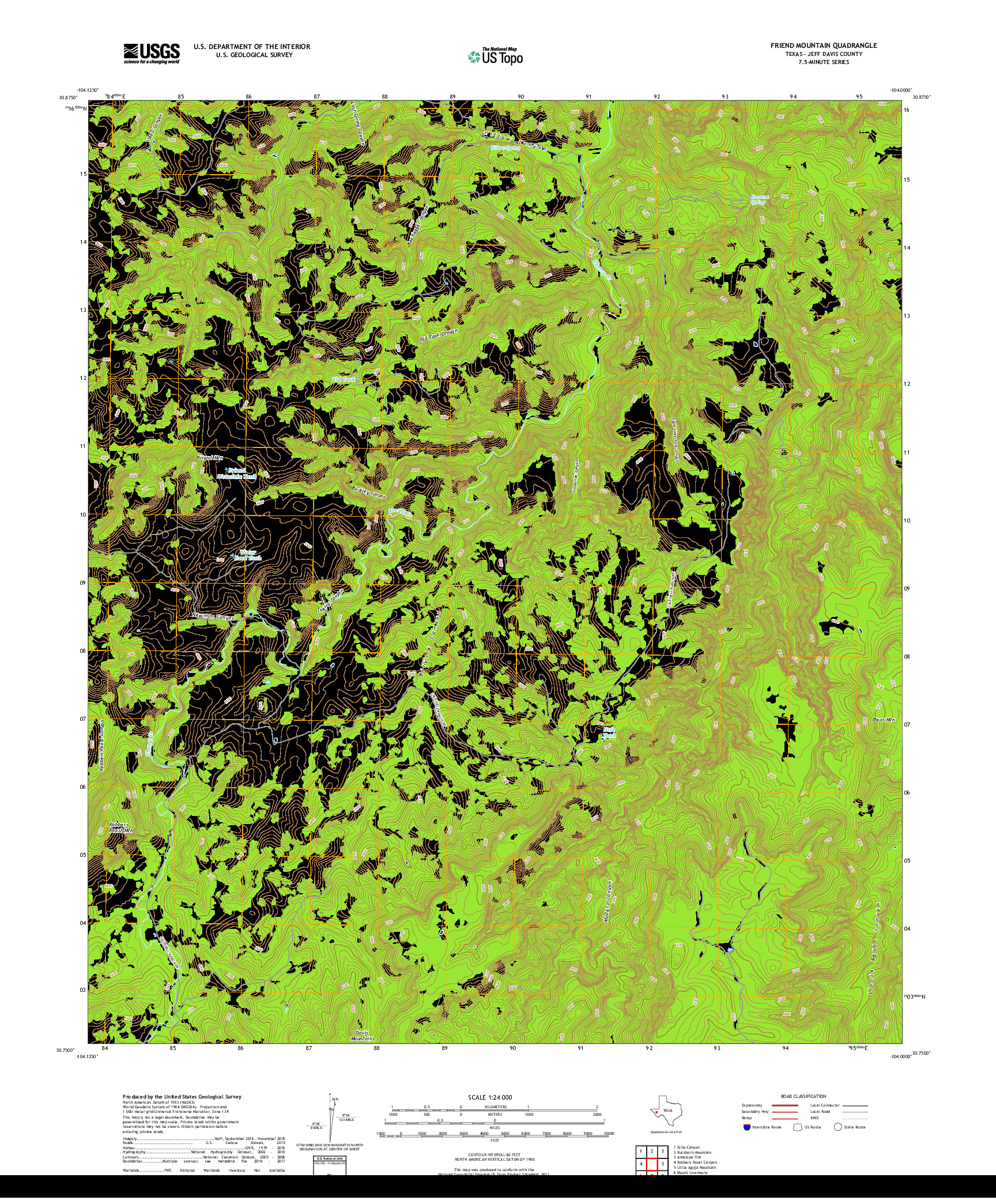 USGS US TOPO 7.5-MINUTE MAP FOR FRIEND MOUNTAIN, TX 2019