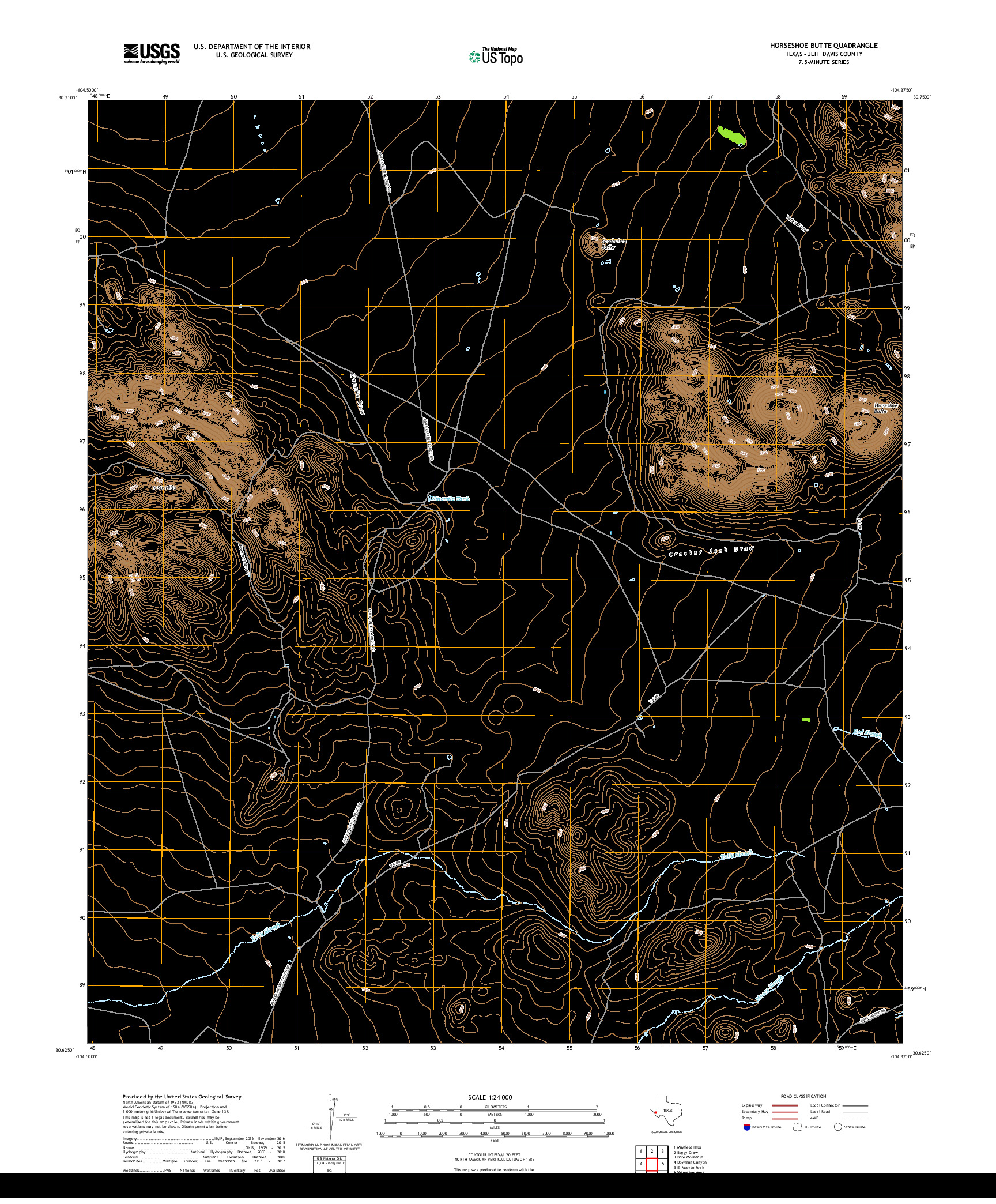 USGS US TOPO 7.5-MINUTE MAP FOR HORSESHOE BUTTE, TX 2019