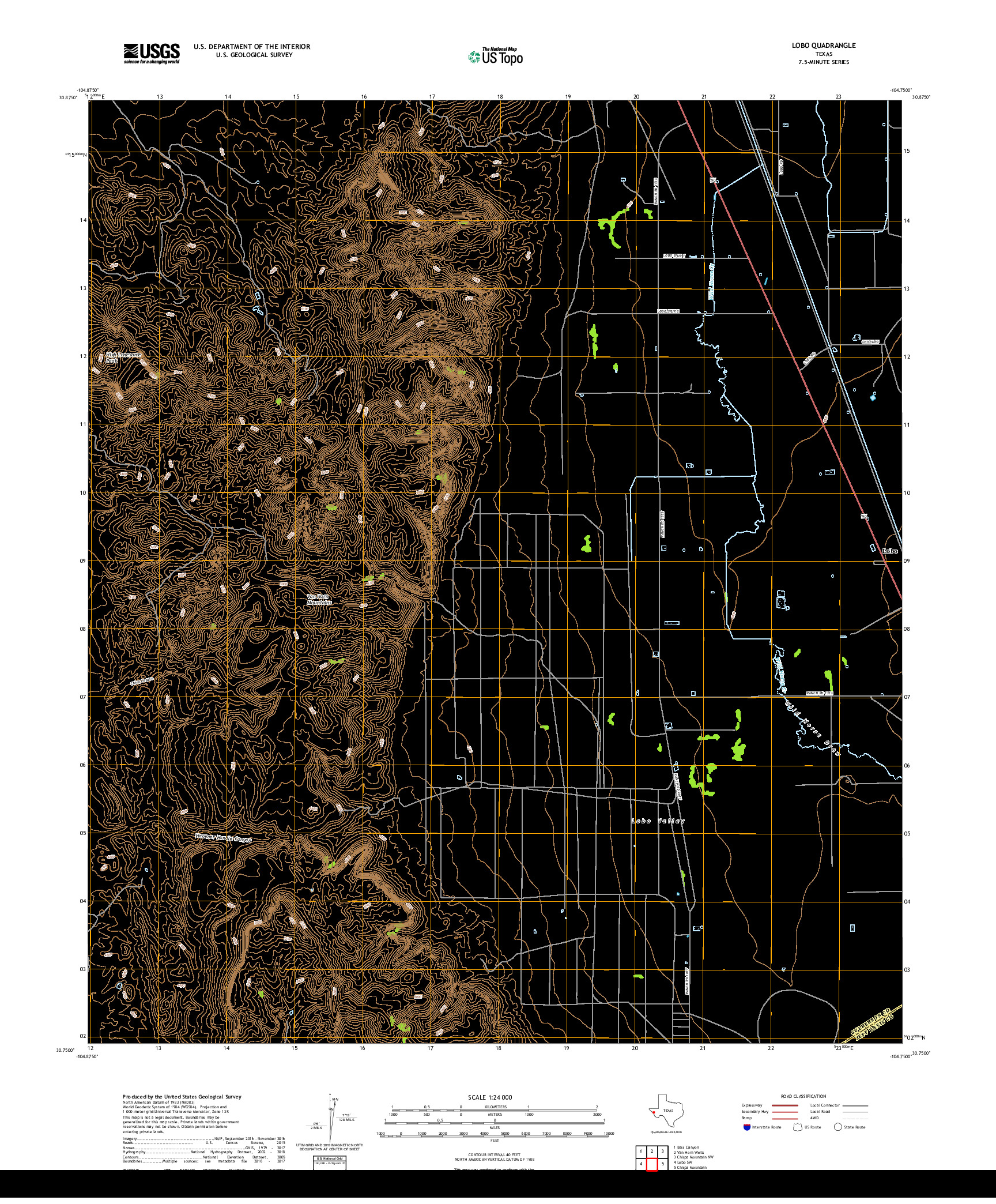 USGS US TOPO 7.5-MINUTE MAP FOR LOBO, TX 2019