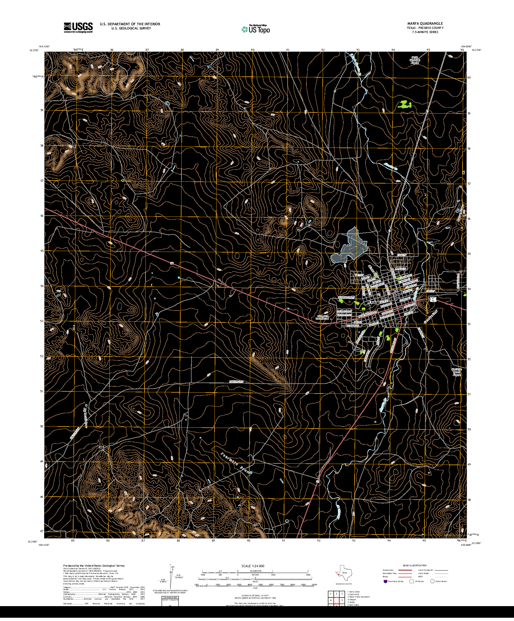 USGS US TOPO 7.5-MINUTE MAP FOR MARFA, TX 2019