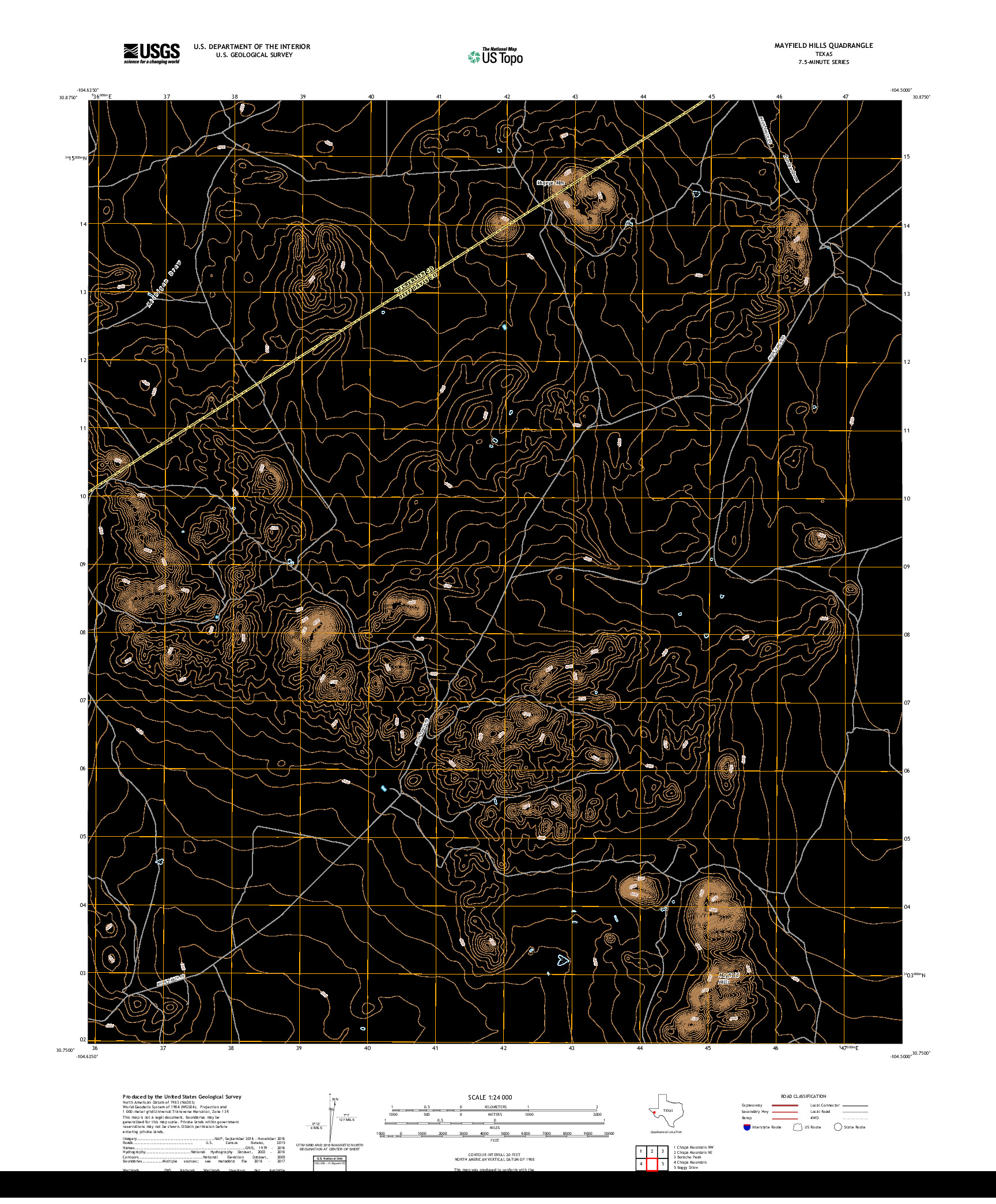 USGS US TOPO 7.5-MINUTE MAP FOR MAYFIELD HILLS, TX 2019