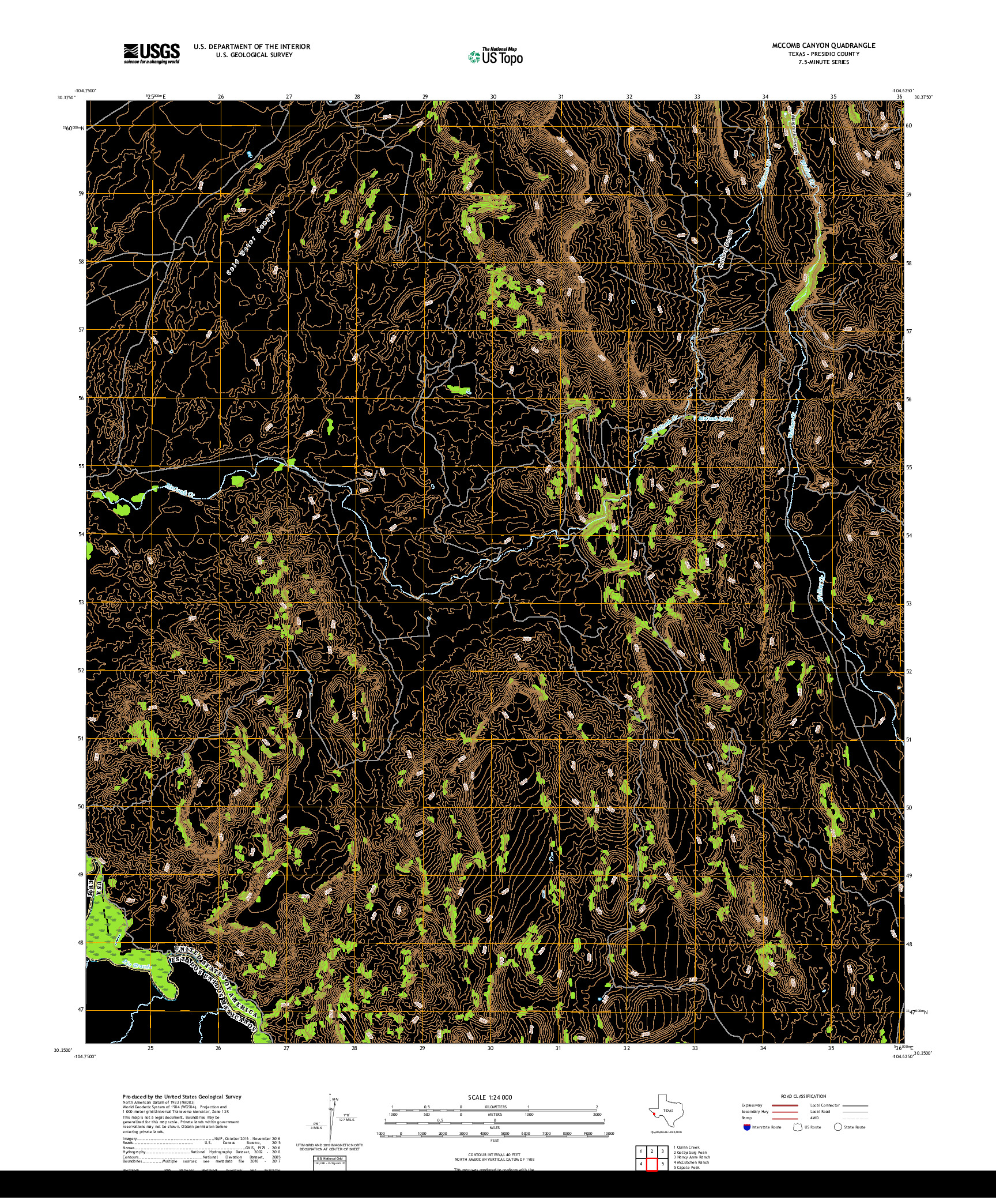 USGS US TOPO 7.5-MINUTE MAP FOR MCCOMB CANYON, TX,CHH 2019