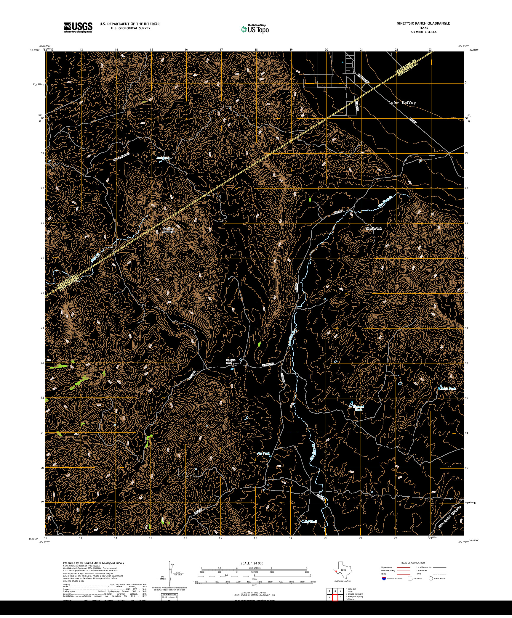 USGS US TOPO 7.5-MINUTE MAP FOR NINETYSIX RANCH, TX 2019