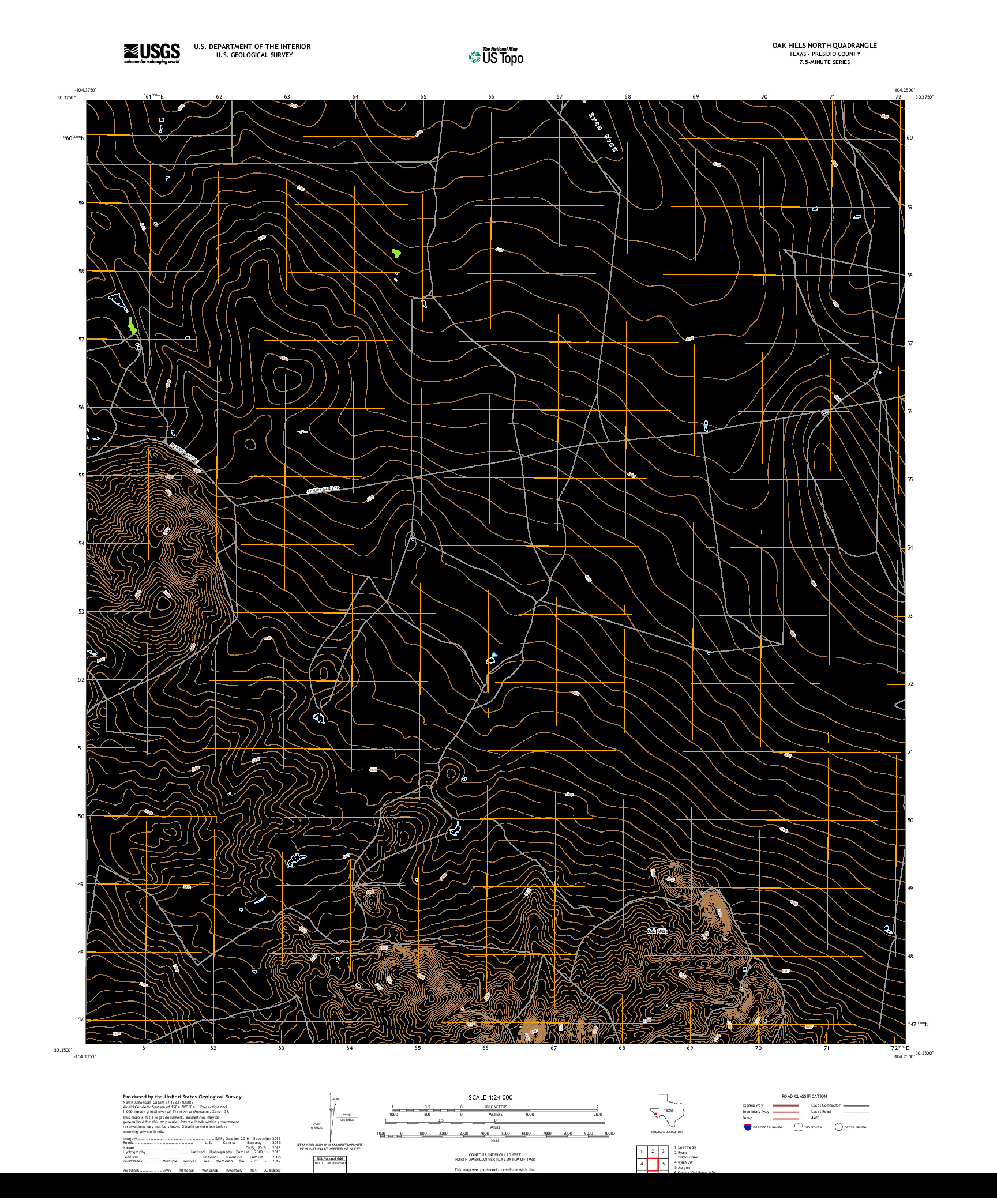 USGS US TOPO 7.5-MINUTE MAP FOR OAK HILLS NORTH, TX 2019