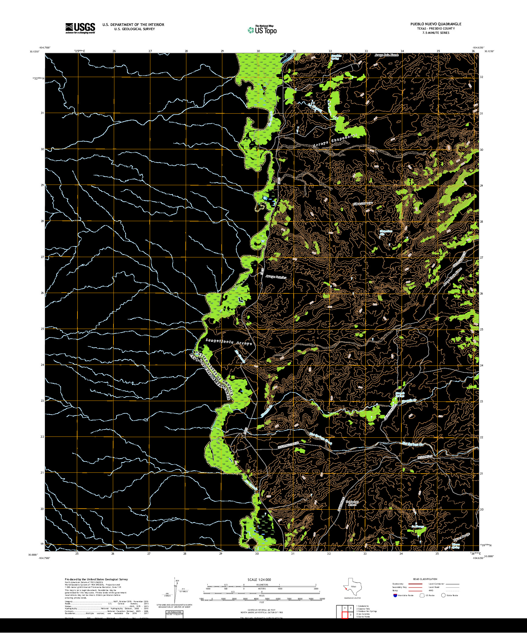 USGS US TOPO 7.5-MINUTE MAP FOR PUEBLO NUEVO, TX,CHH 2019