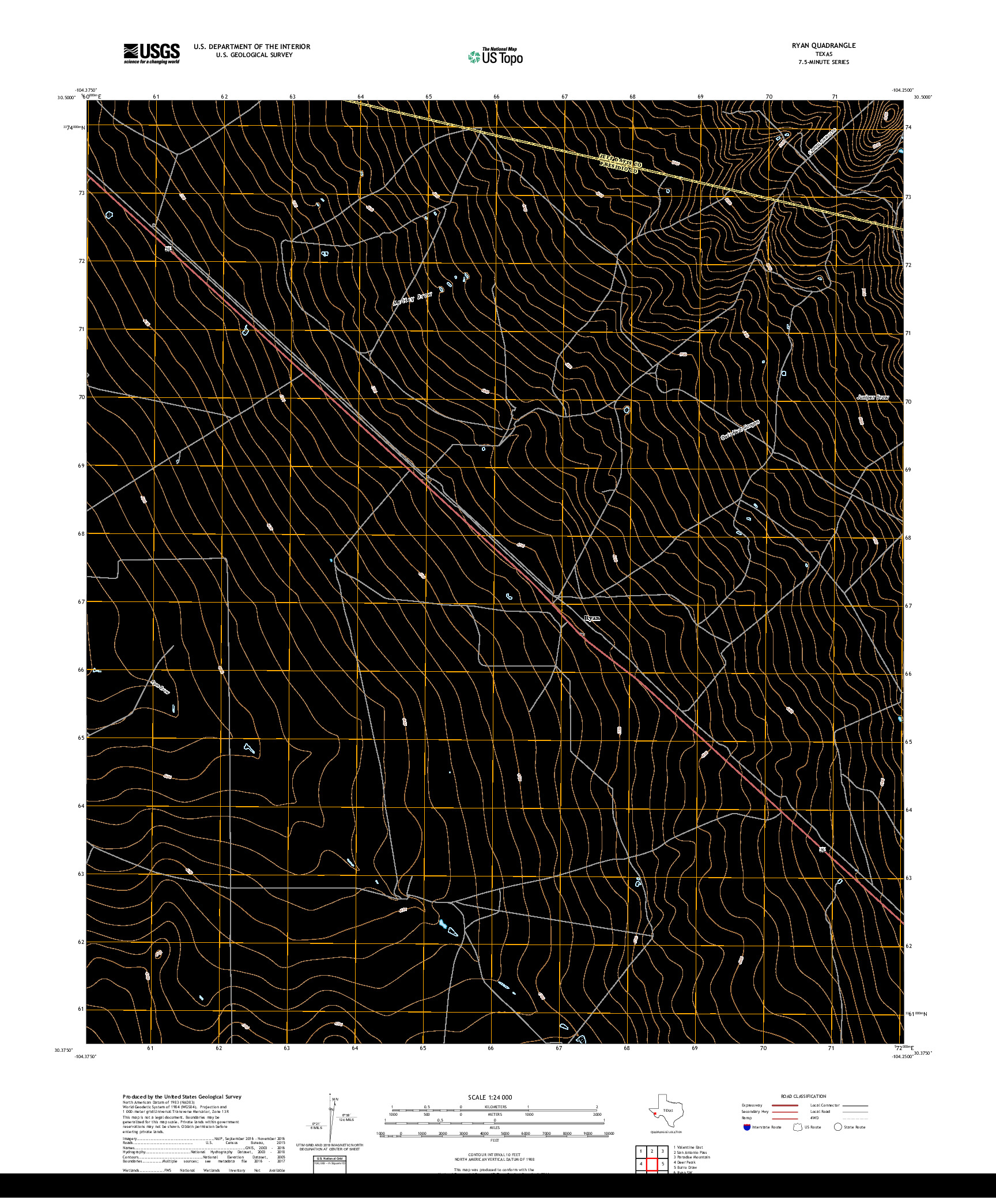 USGS US TOPO 7.5-MINUTE MAP FOR RYAN, TX 2019