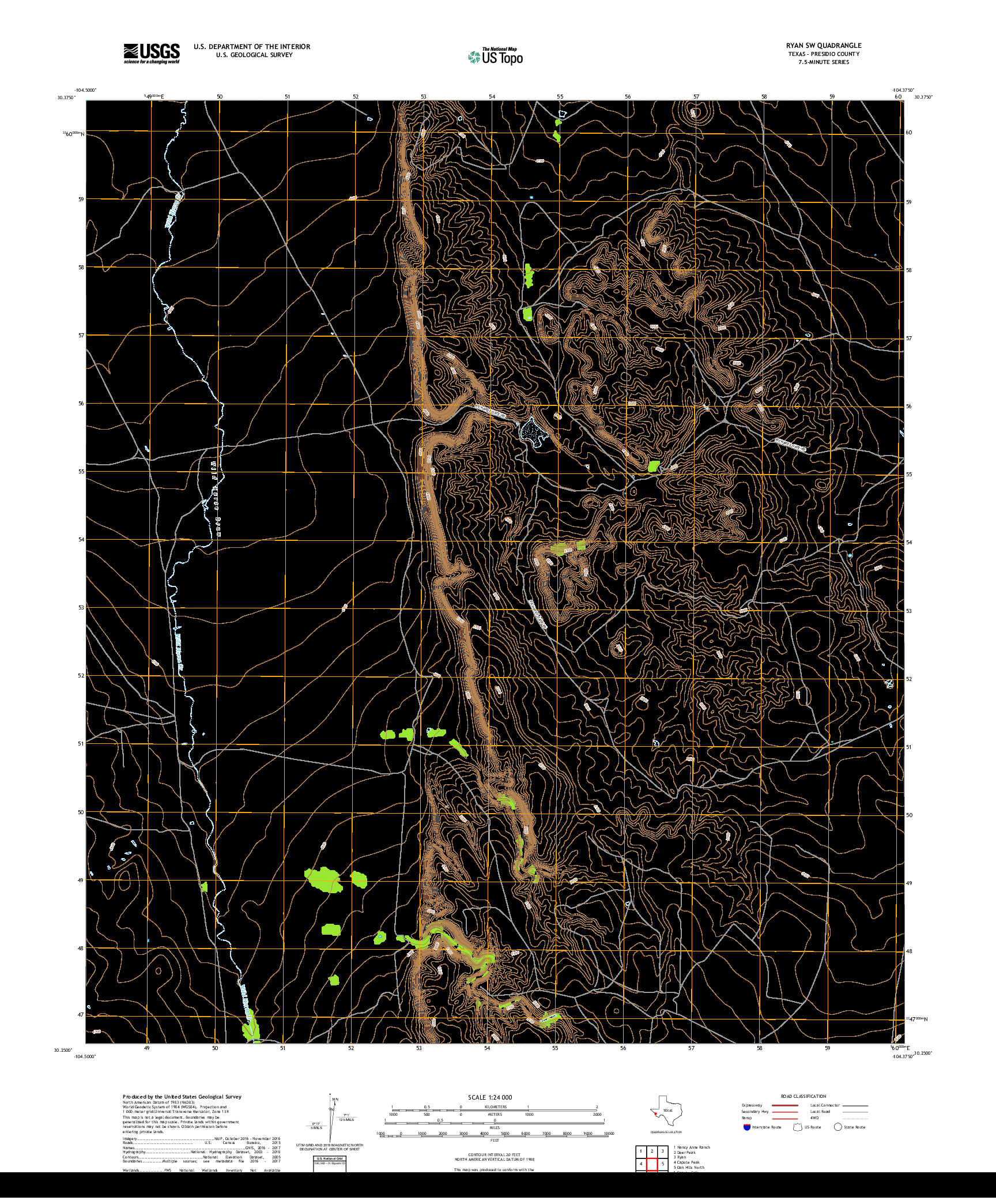 USGS US TOPO 7.5-MINUTE MAP FOR RYAN SW, TX 2019