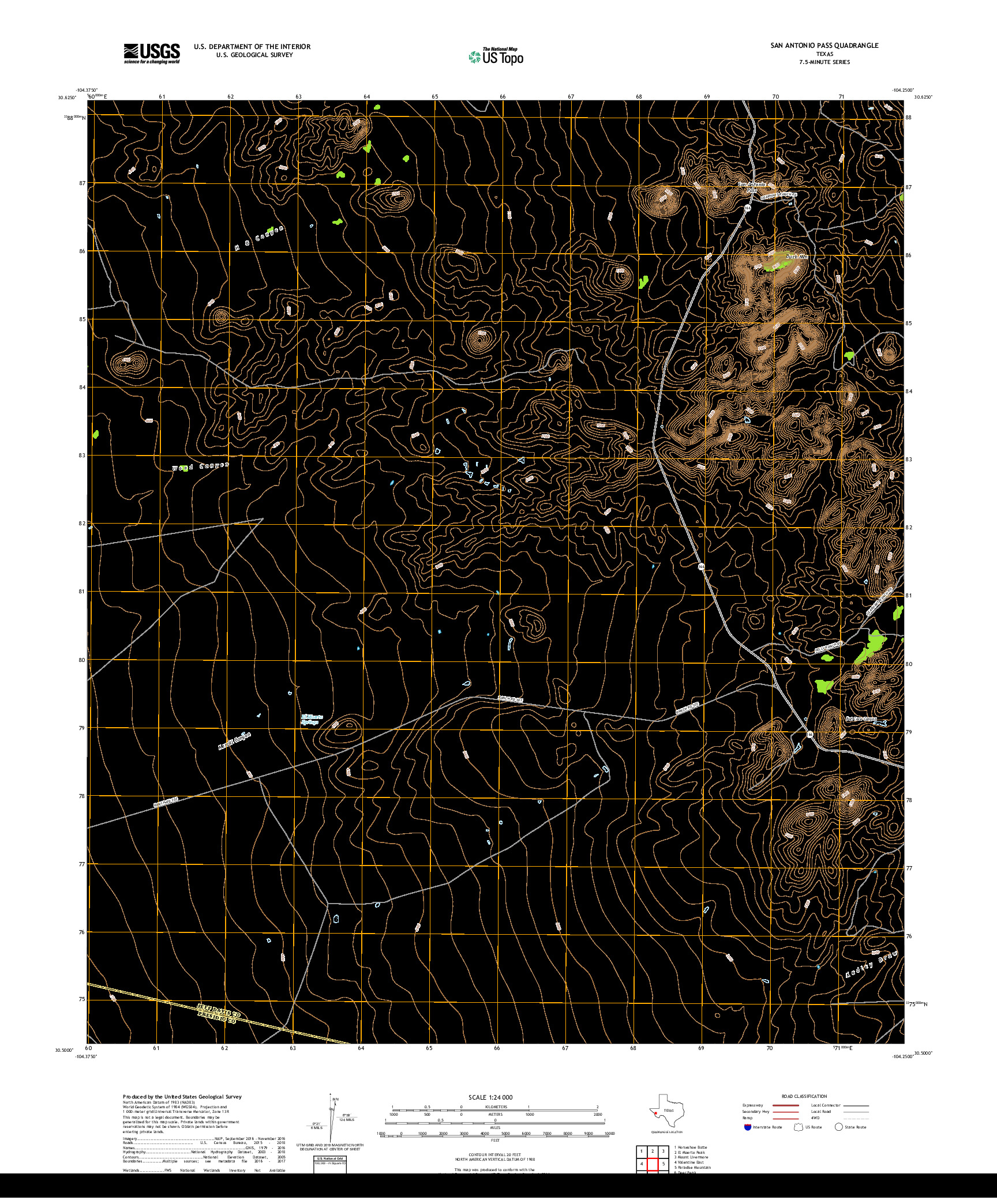 USGS US TOPO 7.5-MINUTE MAP FOR SAN ANTONIO PASS, TX 2019