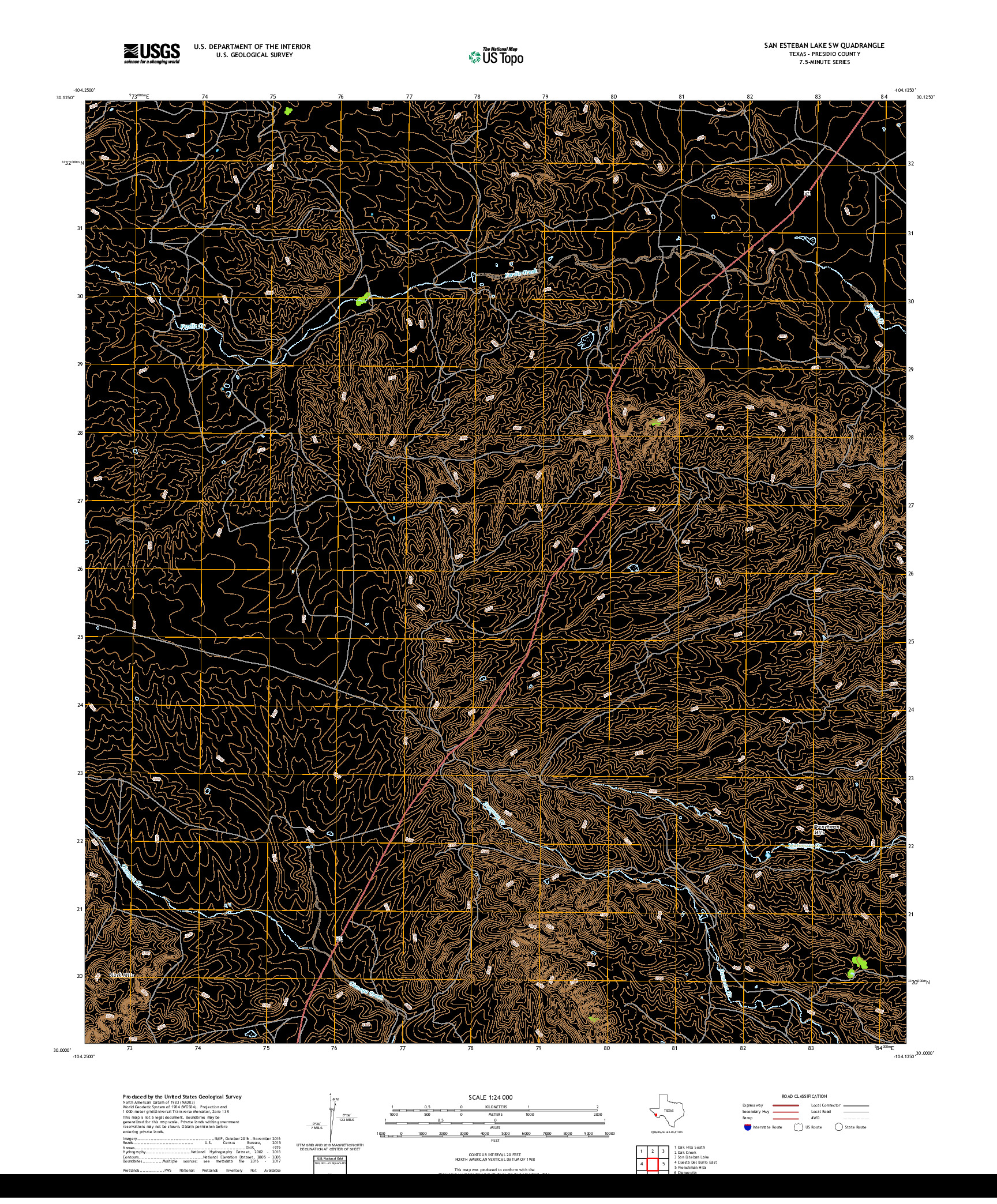 USGS US TOPO 7.5-MINUTE MAP FOR SAN ESTEBAN LAKE SW, TX 2019